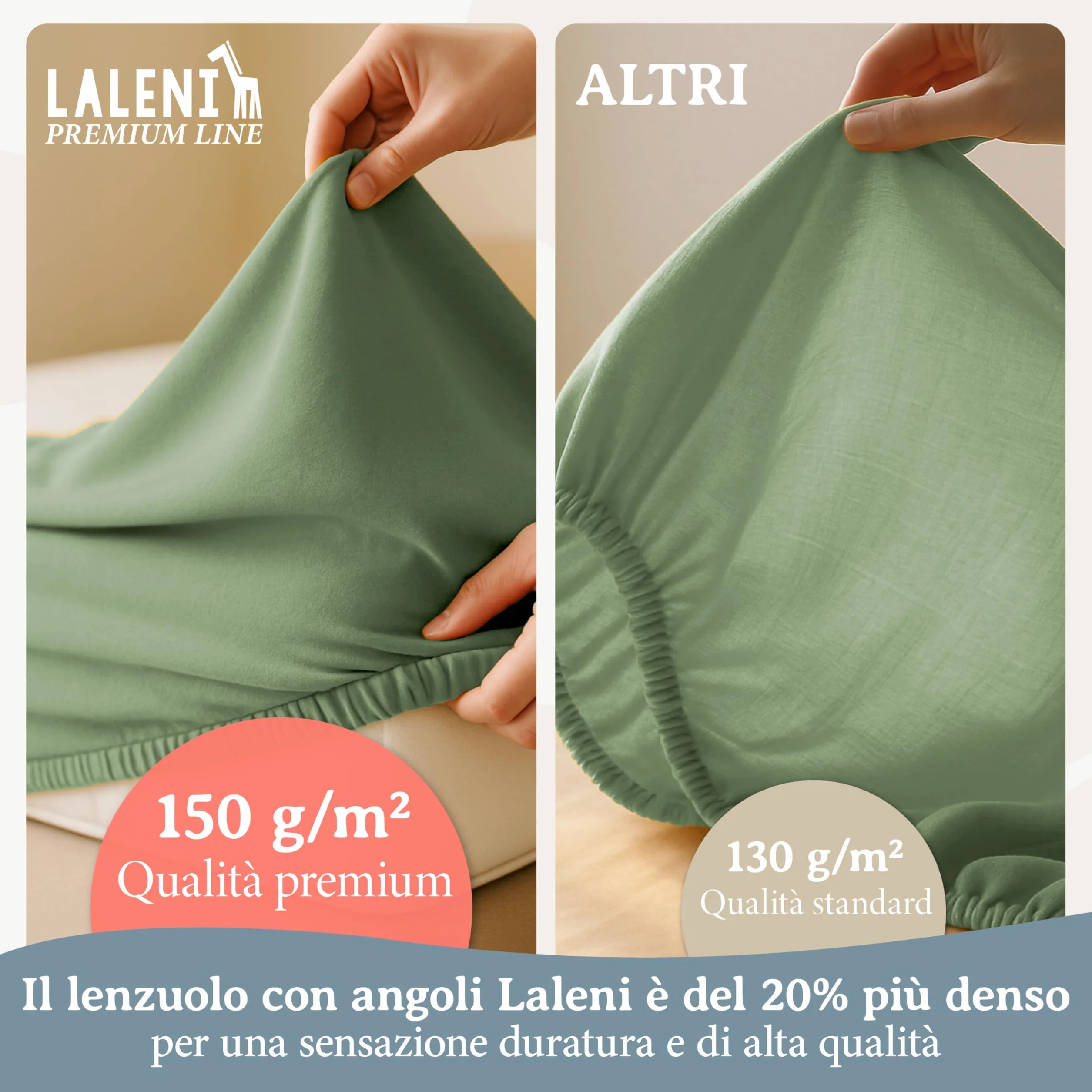 Laleni premium lenzuola culla 50x89 cm con angoli | lenzuola carrozzina neonato certificate OEKO-TEX | lenzuola con angoli 100% cotone | lenzuola lettino neonato | lenzuola per carrozzina | in verde
