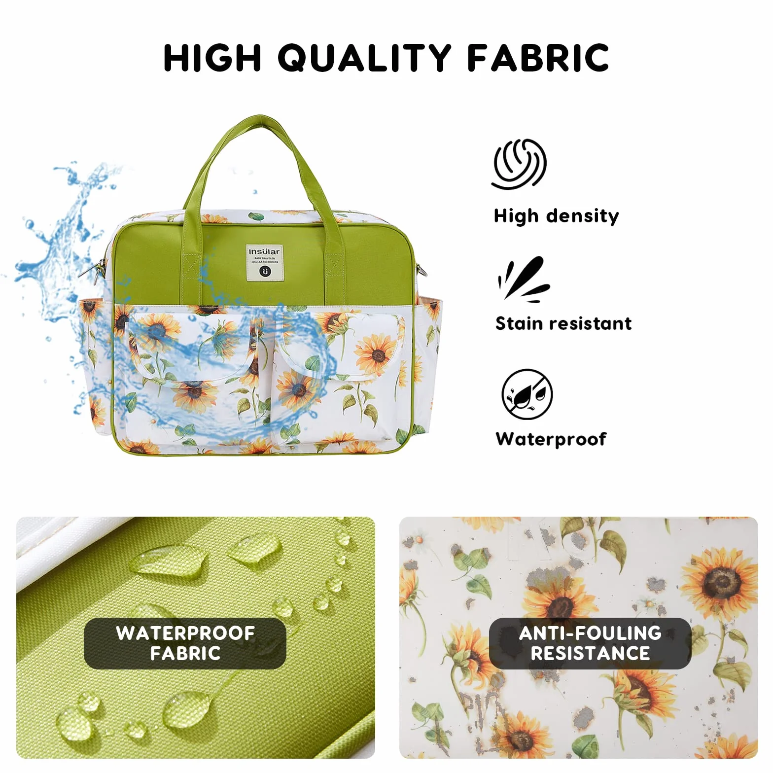 SONARIN Elegante Grande Capacità Borsa Fasciatoio per Neonato,Borsa per il Cambio Borsa a Tracolla Borsa per Pannolini da Viaggio Portatile Impermeabile con Spalline & Fasciatoio