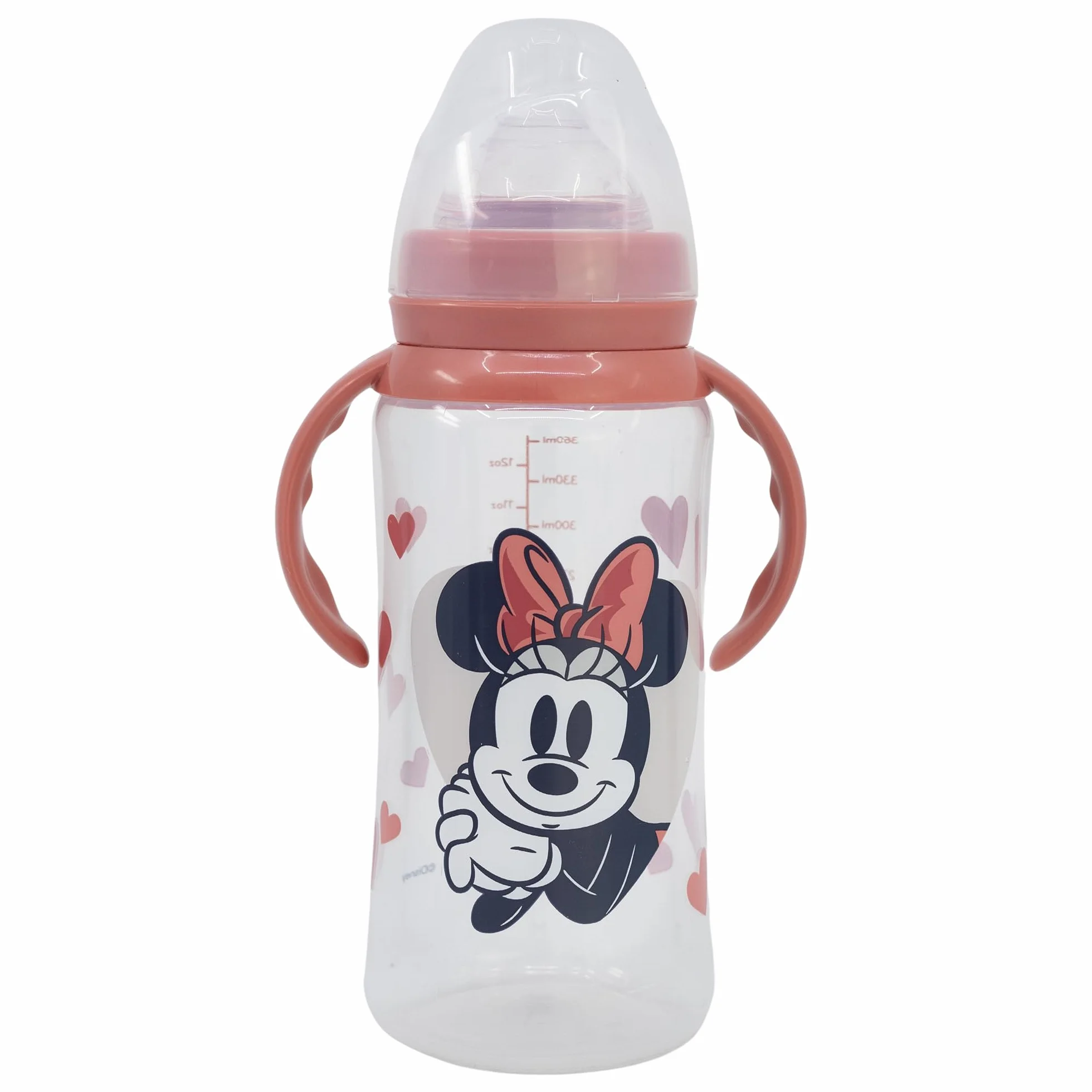 STOR Biberon con Manici Minni 360ml Collo Largo Tettarella Silicone 3 Posizioni Disney Baby Sistema Anti-Coliche Senza BPA 0 Mesi Plus