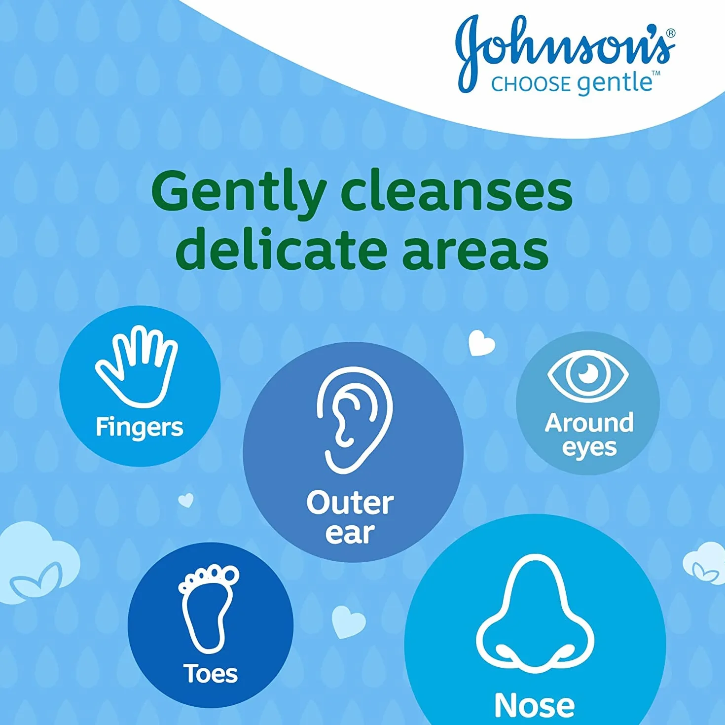 Johnson's Baby-Pure Cotton Buds 200, confezione da 6