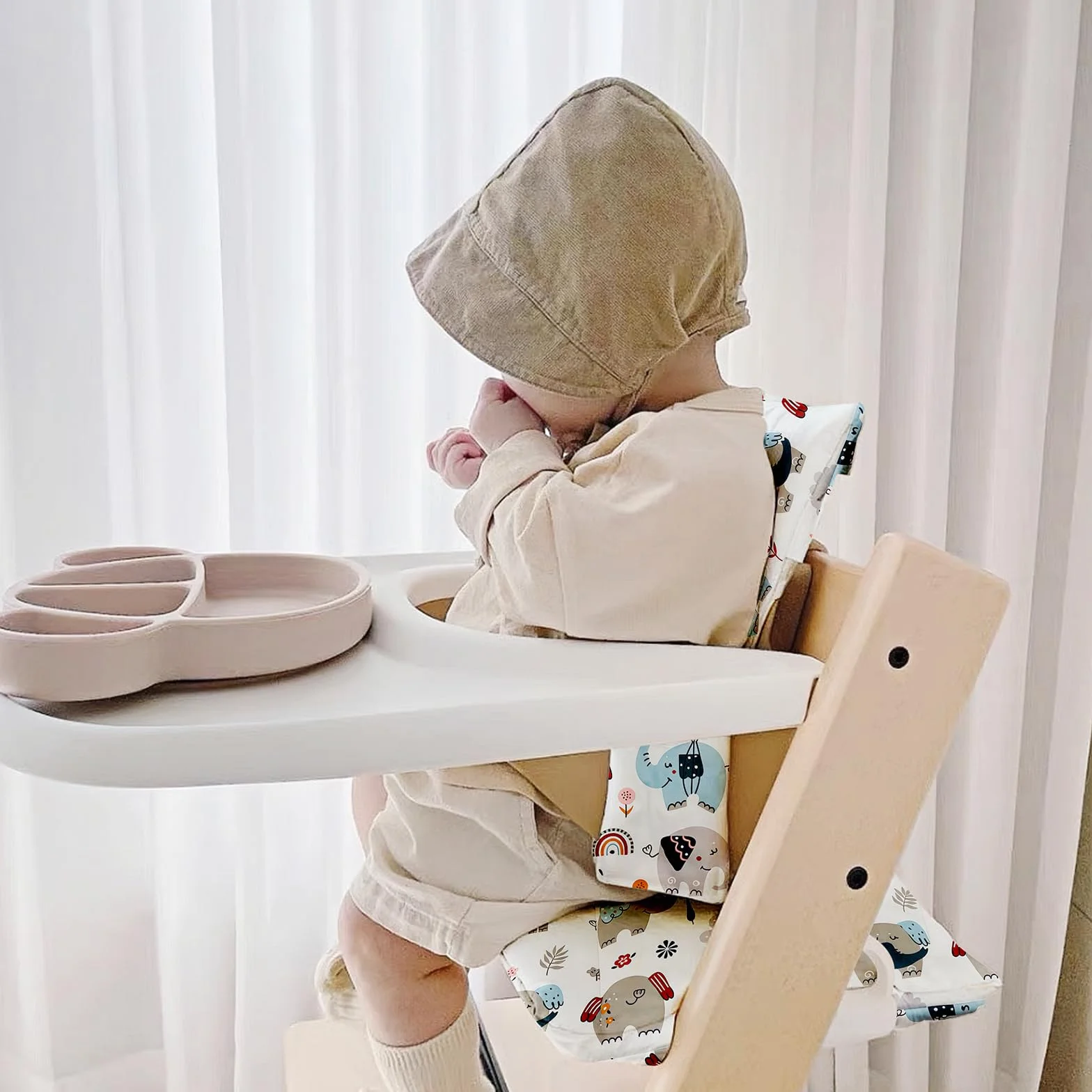 Cuscino per Seggiolone per Bambini per Stokke Tripp Trapp, Set di 2 Cuscini Impermeabili per Seggiolone, Cuscino Seduta Morbido Rimovibile per Neonati, Facile da Pulire, Facile da Fissare