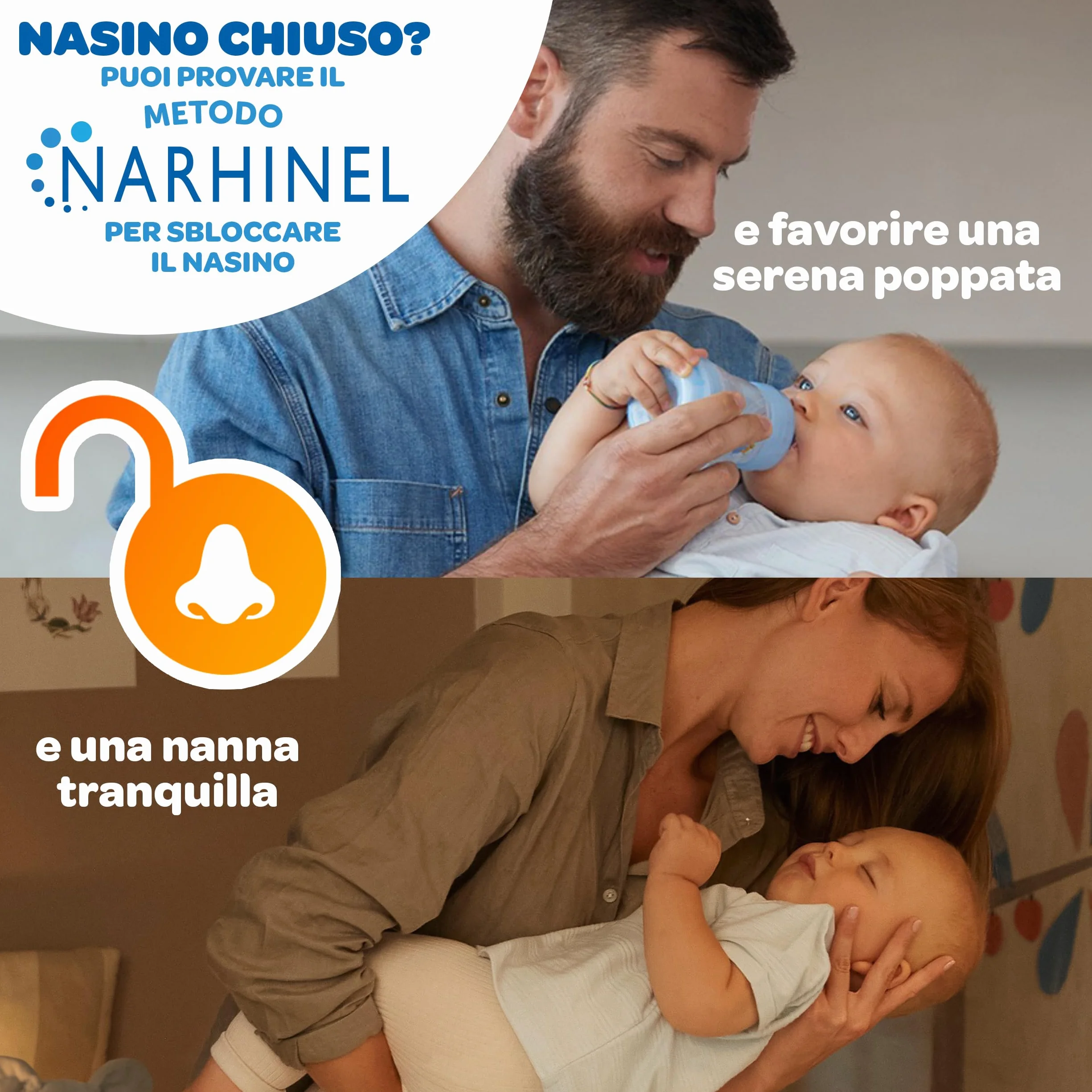 Narhinel Soluzione Fisiologica per Lavaggi Nasali, Soluzione Salina Isotonica, Detersione Delicata in Caso di Naso Chiuso, Pacco da 30 Flaconcini Monodose da 5 ml