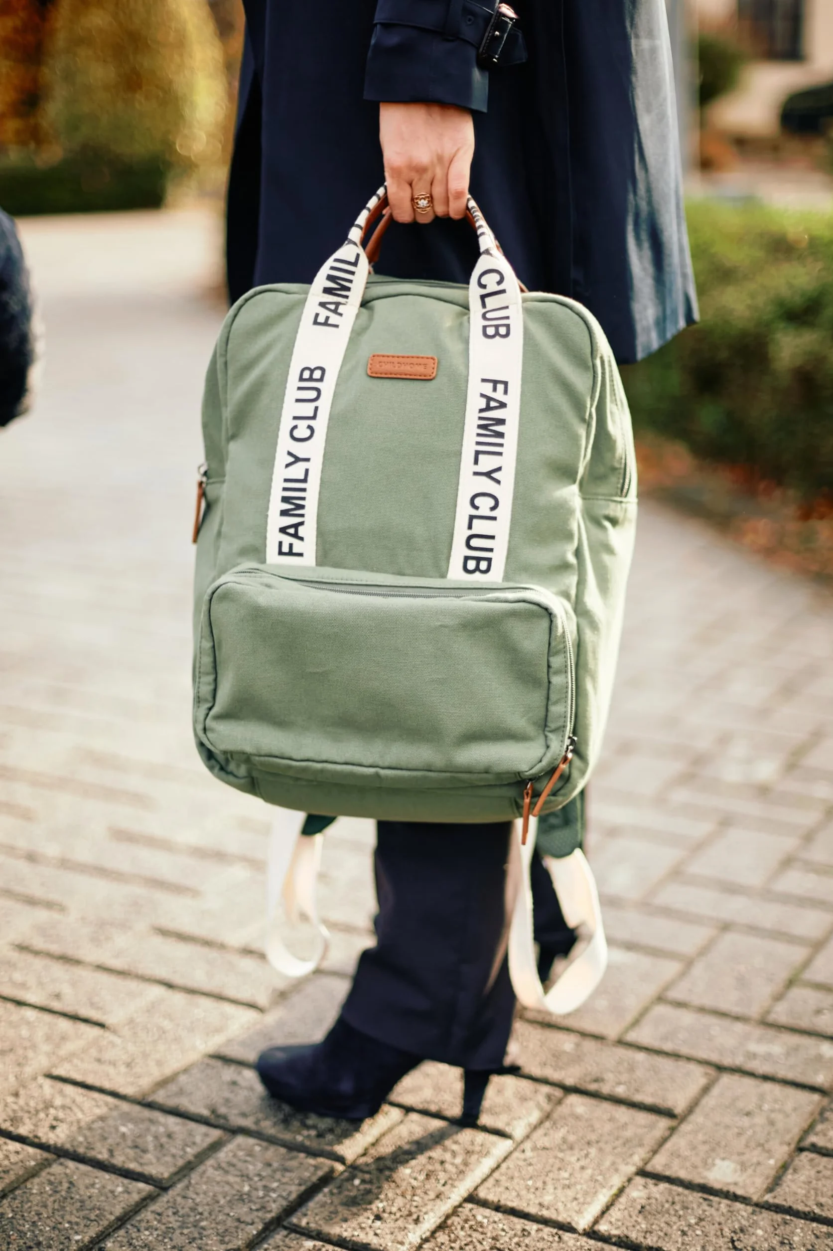 CHILDHOME, Zaino fasciatoio Family Bag Club, Grande capacità, Multifunzionale, Fasciatoio incluso, 11 scomparti, Tasche isolate, Passaggio per trolley, Gancio per passeggino, 20,5L, Verde