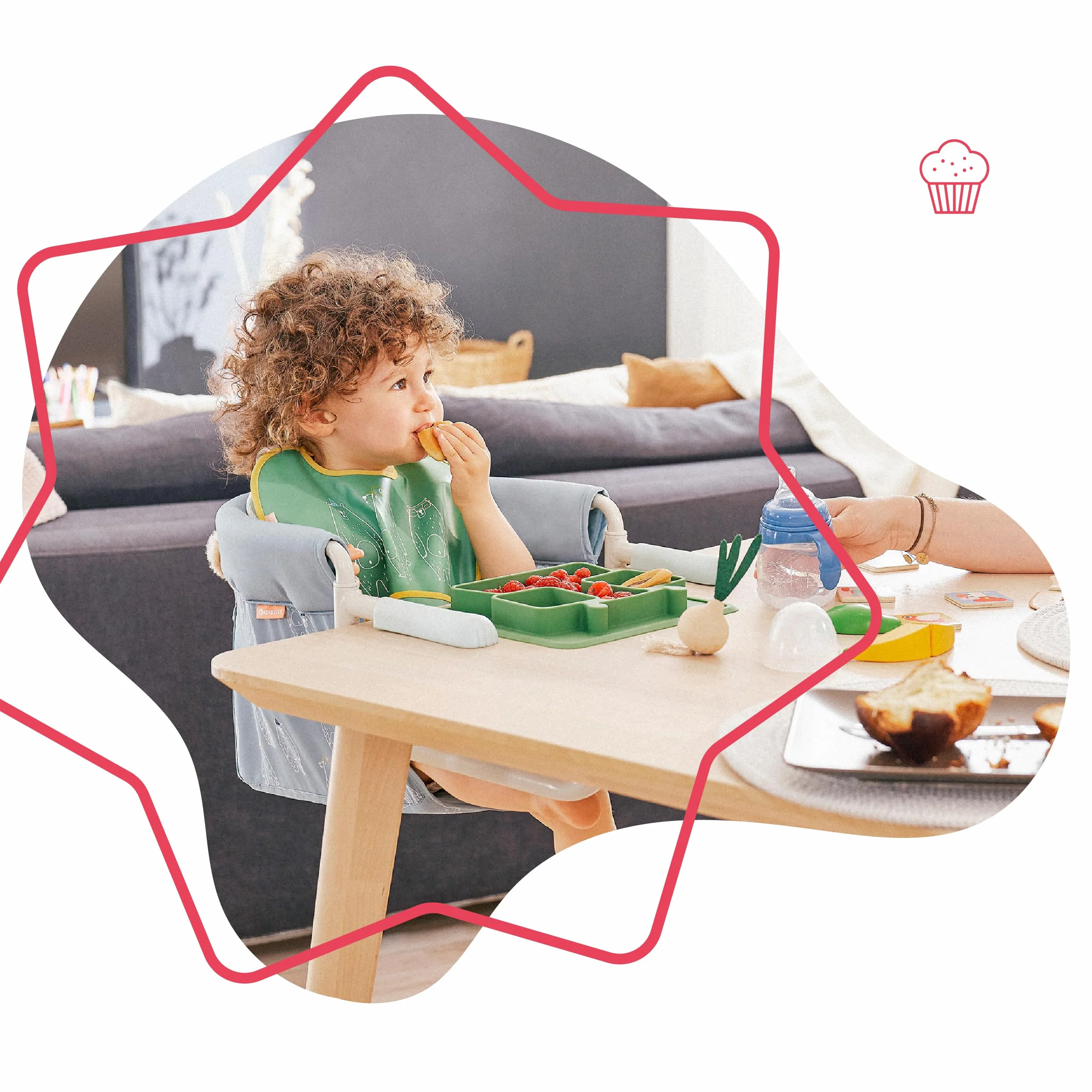 Badabulle seggiolino da tavolo per bambino con cintura a 3 punti, confortevole, chiusura ultra compatta per portarlo ovunque, da 6 a 36 mesi o 15 kg