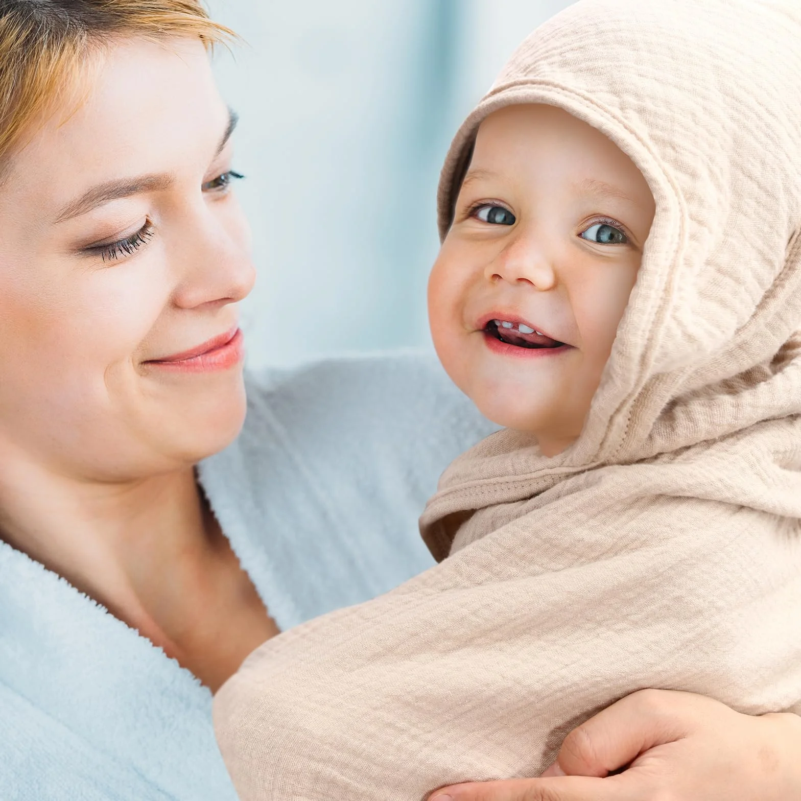 Asciugamani con Cappuccio per Bambini, Asciugamano Neonato in Mussola di Cotone, Asciugamano Morbido e Assorbente con Cappuccio per Bambini da 0 a 18 mesi, 76 x 76 cm, 2 Pezzi (Arcobaleno)