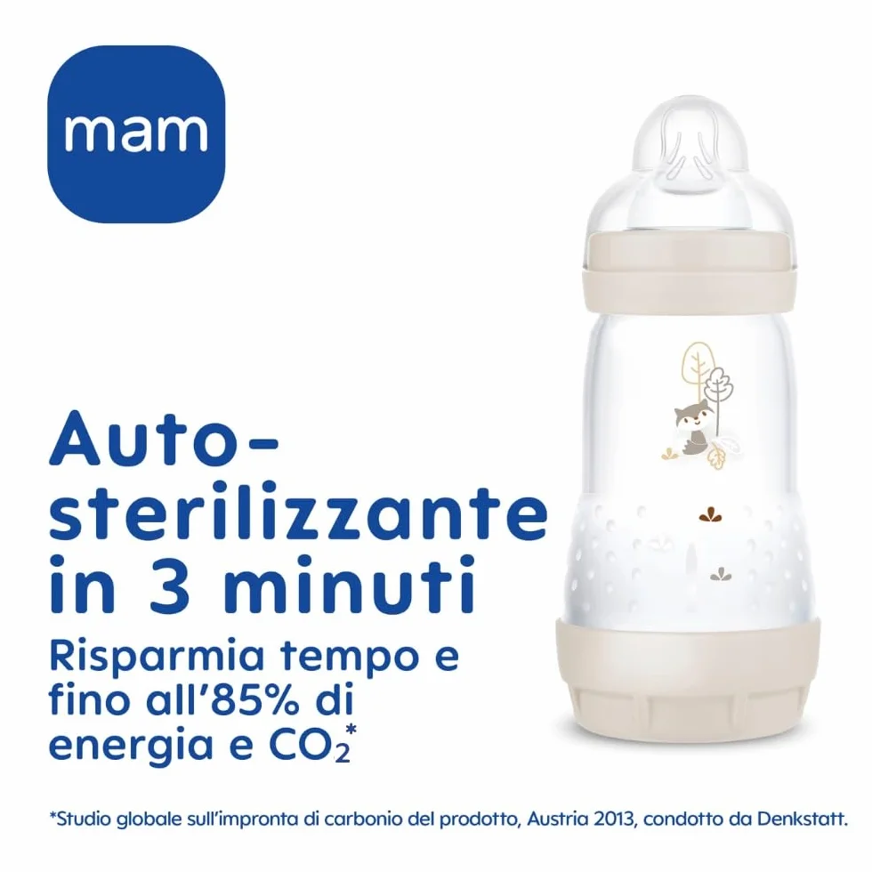 MAM Biberon Set Neonato con 2 biberon anticolica Easy Start 130 ml e 260 ml e Ciuccio Original Start, Riduce bolle d'aria e il rischio di coliche, Accessori neonati con tettarella in silicone, Neutro