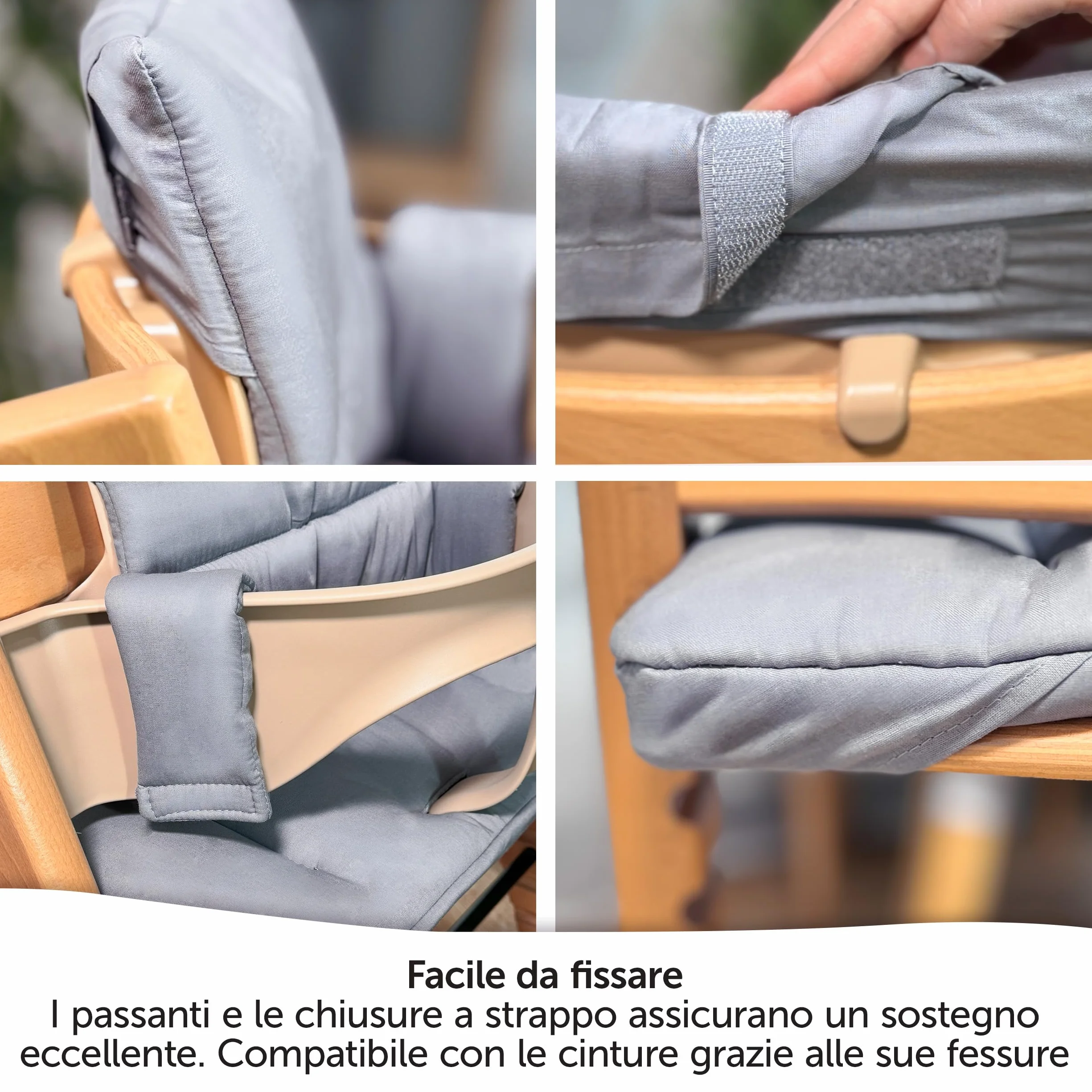 LaLoona Cuscino Seduta per Seggiolone Stokke Tripp Trapp - Cuscino Per Stokke Seggiolone Pappa 2 Pezzi, OEKO-TEX Standard 100, Lavabile in Lavatrice - (Grigio, Rivestito)
