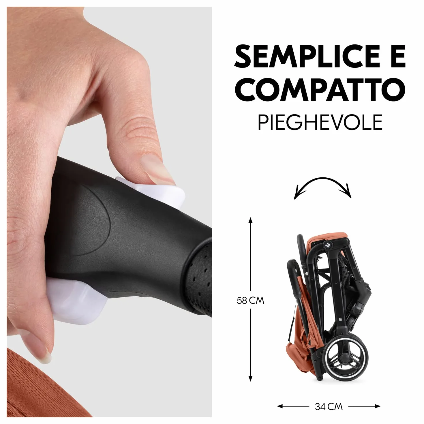 hauck Travel N Care Plus, Arancione - Passeggino da Viaggio Leggero dalla Nascita fino a 22 kg - Tessuti Stretch e Cuscino - Reclinabile, Compatto e Richiudibile - Cappottina UPF 50+ Finestre in Rete
