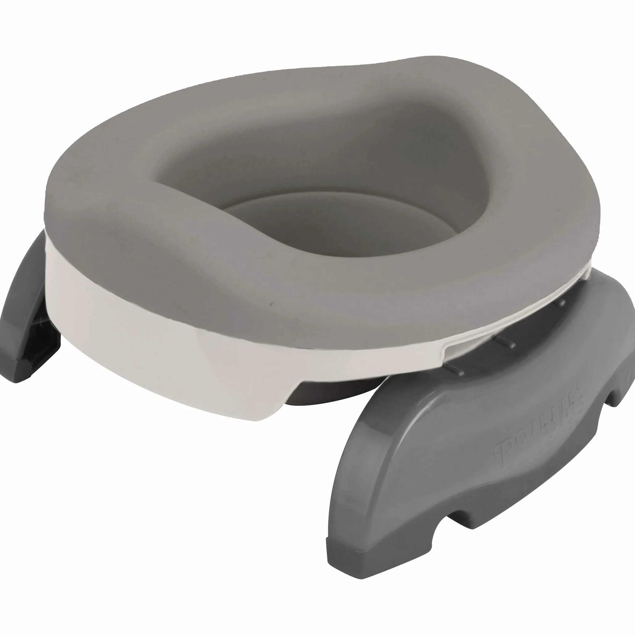 POTETTE PLUS - Vasetto da viaggio, riduttore per WC, vaso di casa grazie alla ricarica morbida e 10 ricariche usa e getta (grigio chiaro)