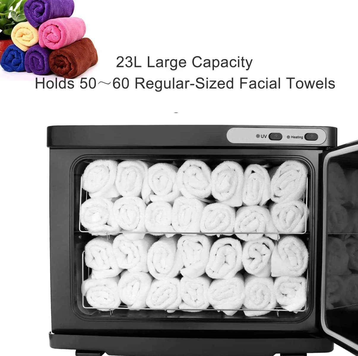 Sterilizzatore E Riscaldatore per Asciugamani Sterilizzatore UV Disinfezione Multi-in-1 Sterilizzatore Elettrico A Vapore Spa per Il Viso Ad Alta Temperatura Salone di Bellezza Hotel, Black, 23L
