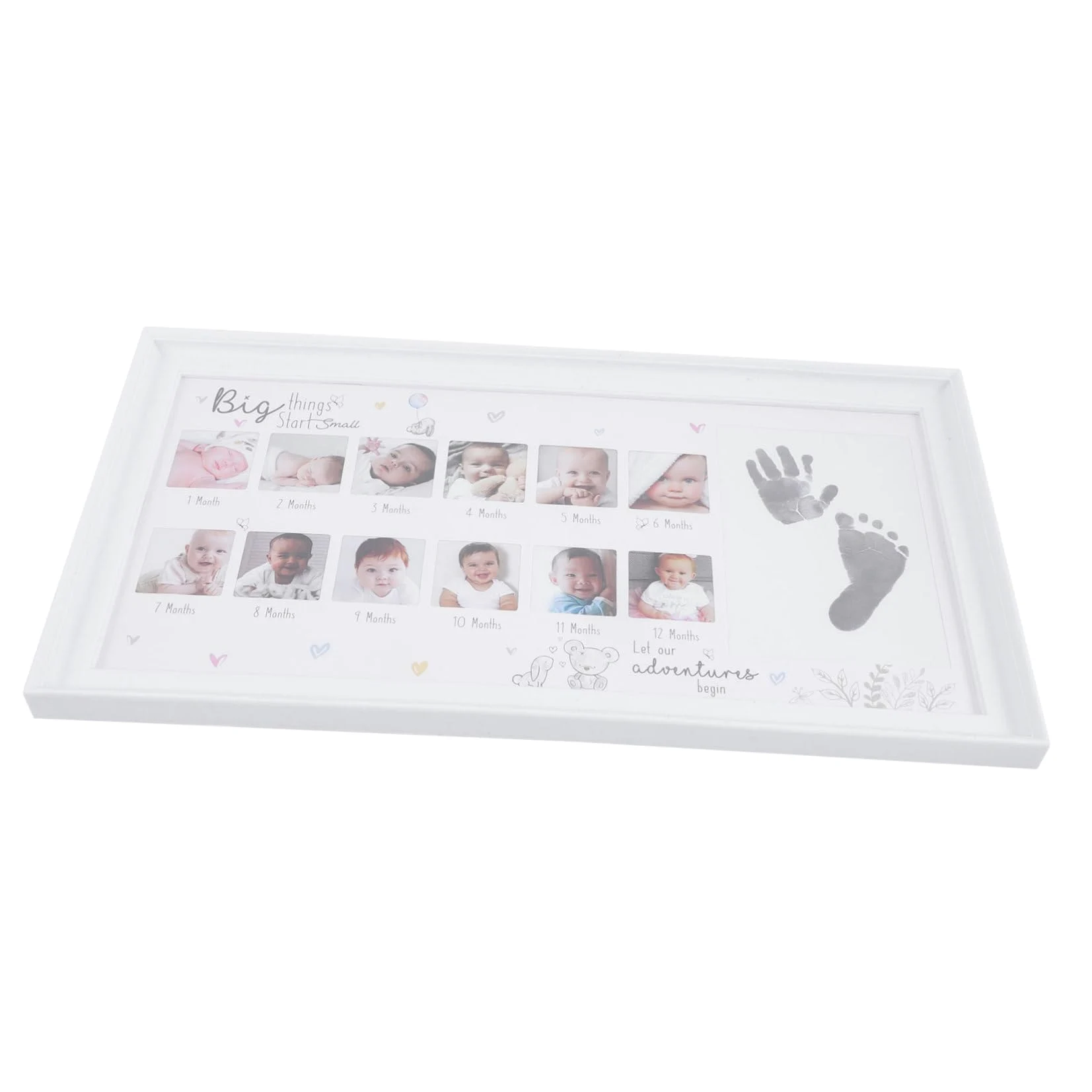 Portafoto di Crescita Cornice in Legno per 12 Mesi, Cornice per Foto Milestone Impronte, Regalo per Nascita Ragazzo Ragazza o Bambina