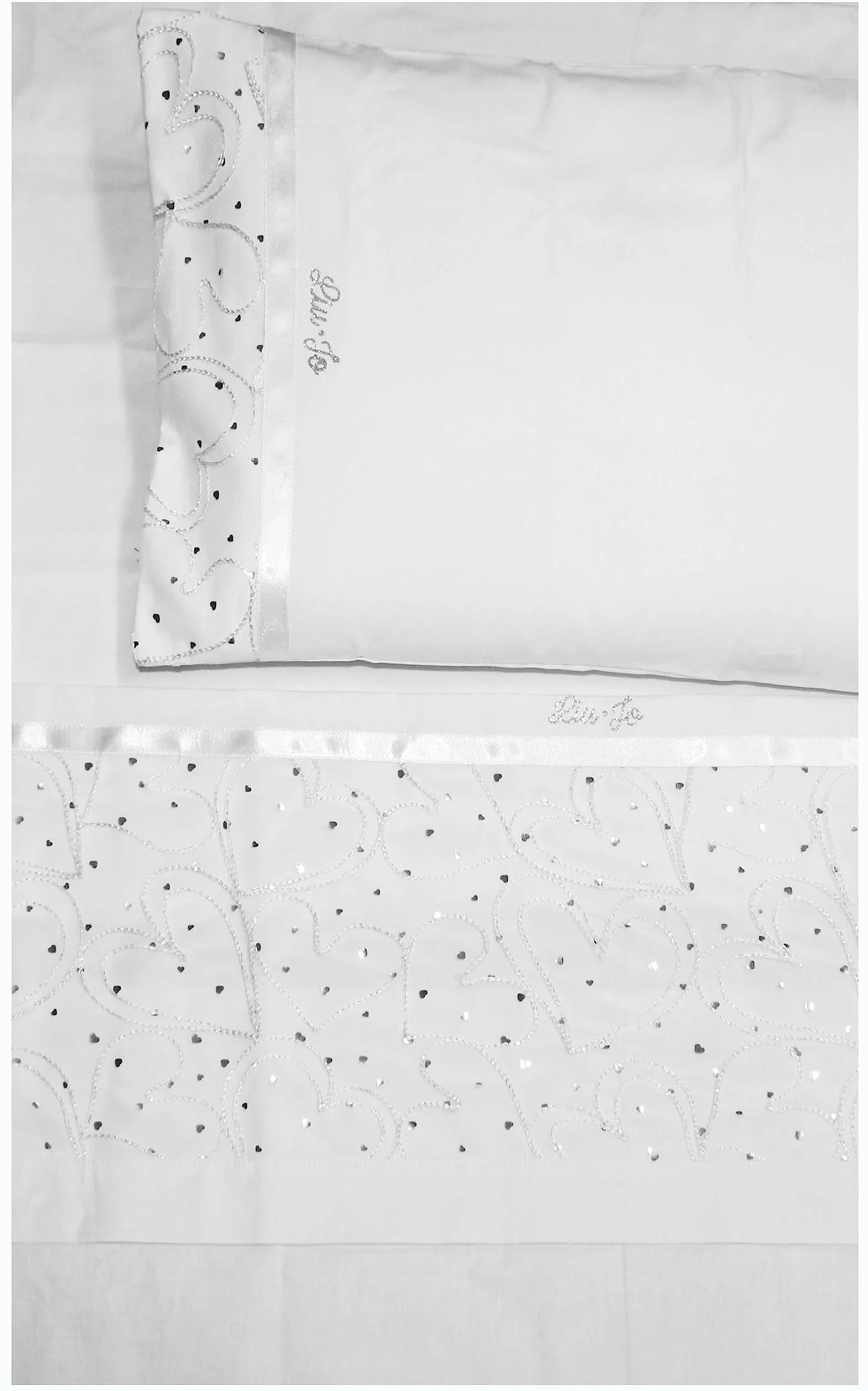 Russo Tessuti Completo 3 Pezzi Lenzuola Culla Passeggino LIUJO Baby Cuori Tulle Organza Liu-Jo-Bianco