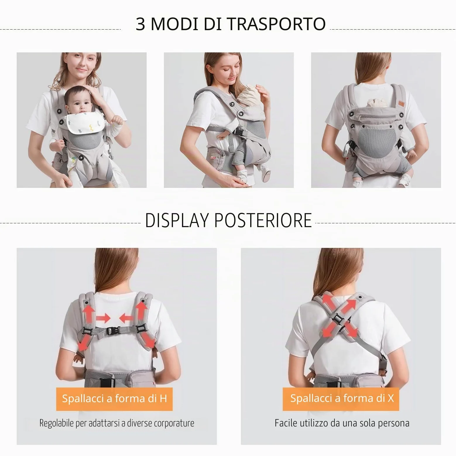 SONARIN 3-in-1 Marsupio Neonati Traspirante,Portantina Bebè Leggero Multifunzione Porta Bambino Ergonomico,Regolabile per Neonati e Bambini 3-48 Mesi,Tutte le Posizioni(Verde)