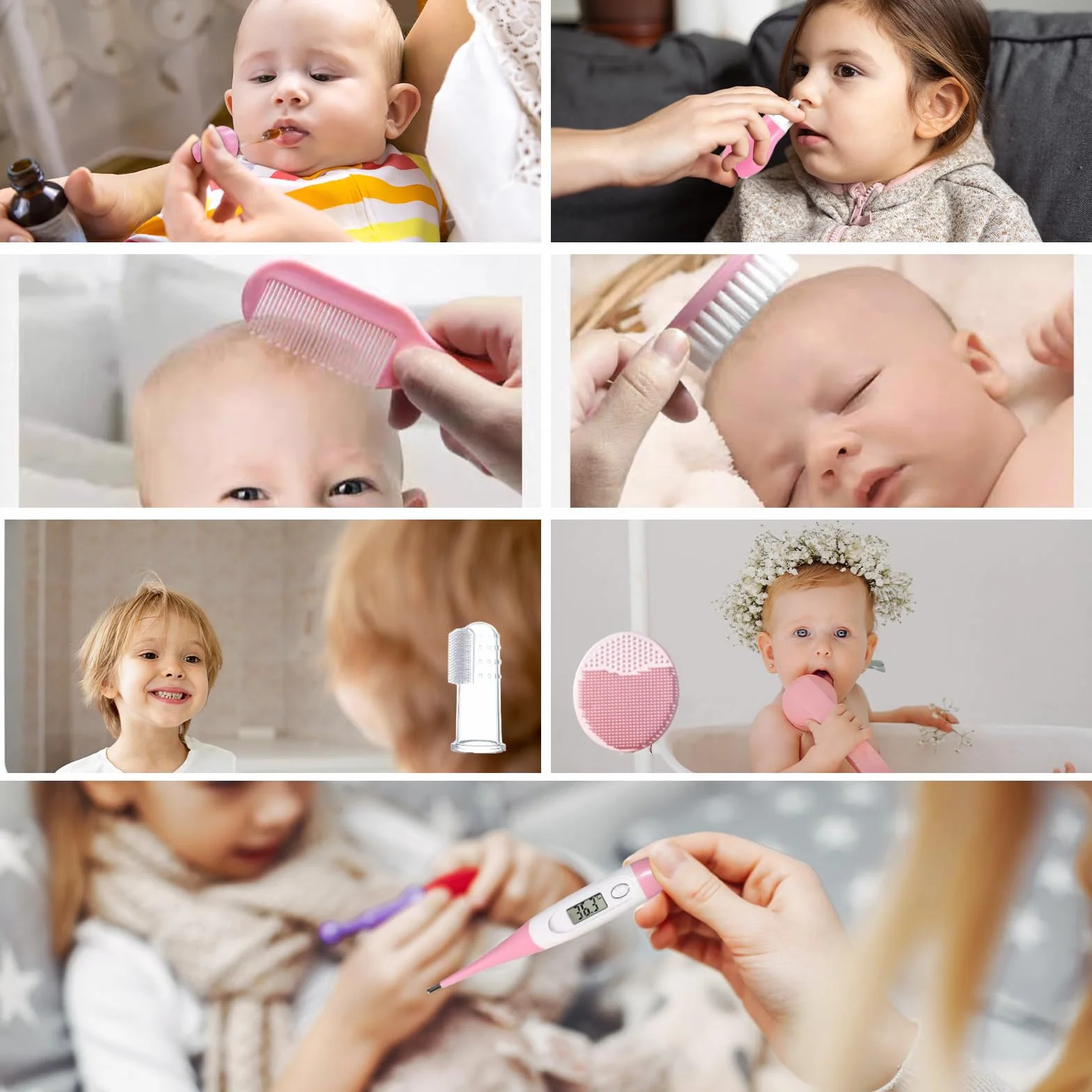 12 Pezzi Set per la Cura Del Bambino, Taglia Unghie Neonati, Kit Neonato Igiene Nascita, Set Cura Neonato Set di Sicurezza, Set per la Cura Del Bambino da Viaggio e di Uso Quotidiano (Rosa)