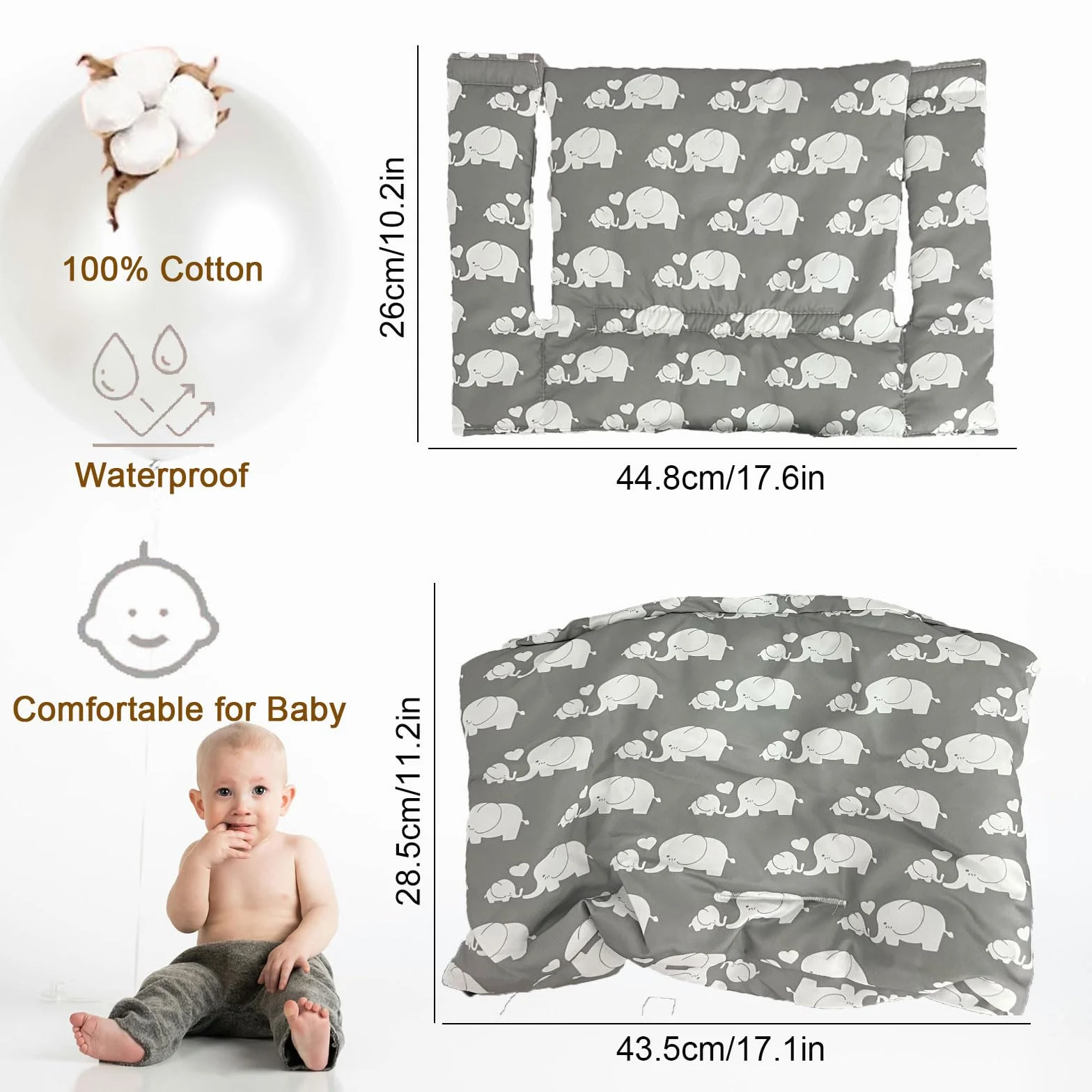 Cuscini per Seggiolone Tripp Trapp Stokke, Antiscivolo Cuscino per seggiolone, cuscino per seggiolino in cotone biologico, Bambini Fodera di ricambio per seggiolone con borsa portaoggetti (04)