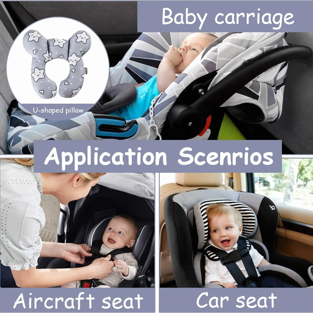 Cuscino da Viaggio per Bambini, Cuscino di supporto per la testa del bambino per neonati, Adatto per seggiolini auto, passeggini