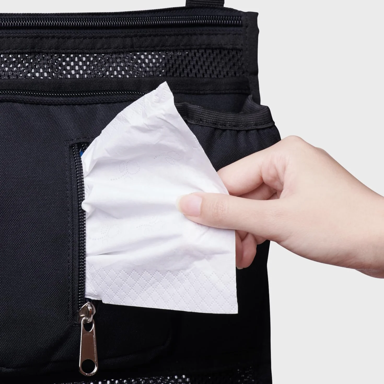 SUNVENO Organizer universale 2 in 1 per passeggino, portabicchieri isolati, tasca per telefono/polso con cerniera, tracolla laterale in rete, cinghie antiscivolo regolabili, si adatta alla maggior