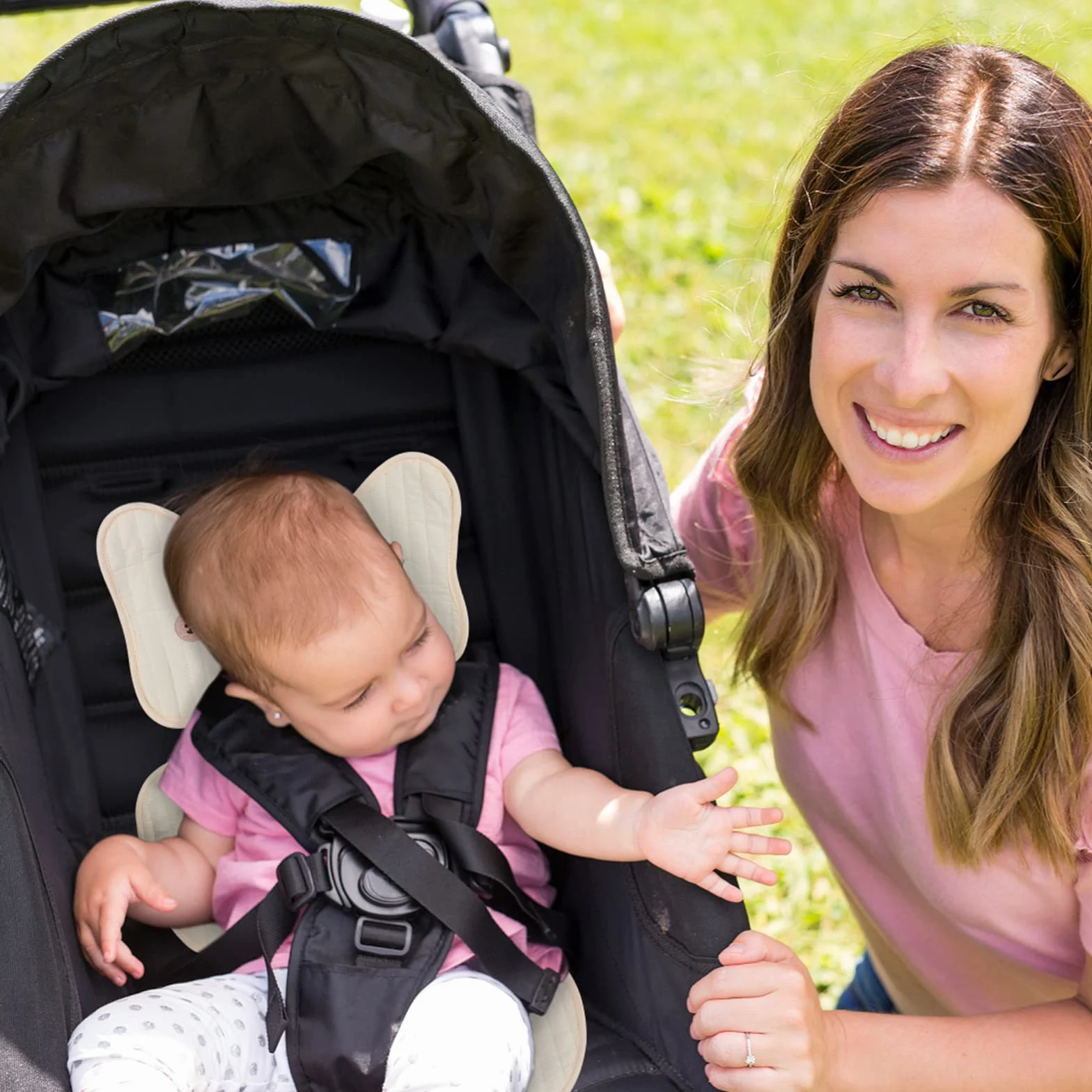 LUFEIS Cuscino per Passeggino, Materassino Passeggino Universale, Copriseduta Passeggino Antisudore, Cuscino Ovetto Auto Estivo Traspirante, Materassino per Passeggino Seggiolino, Seggiolino Auto