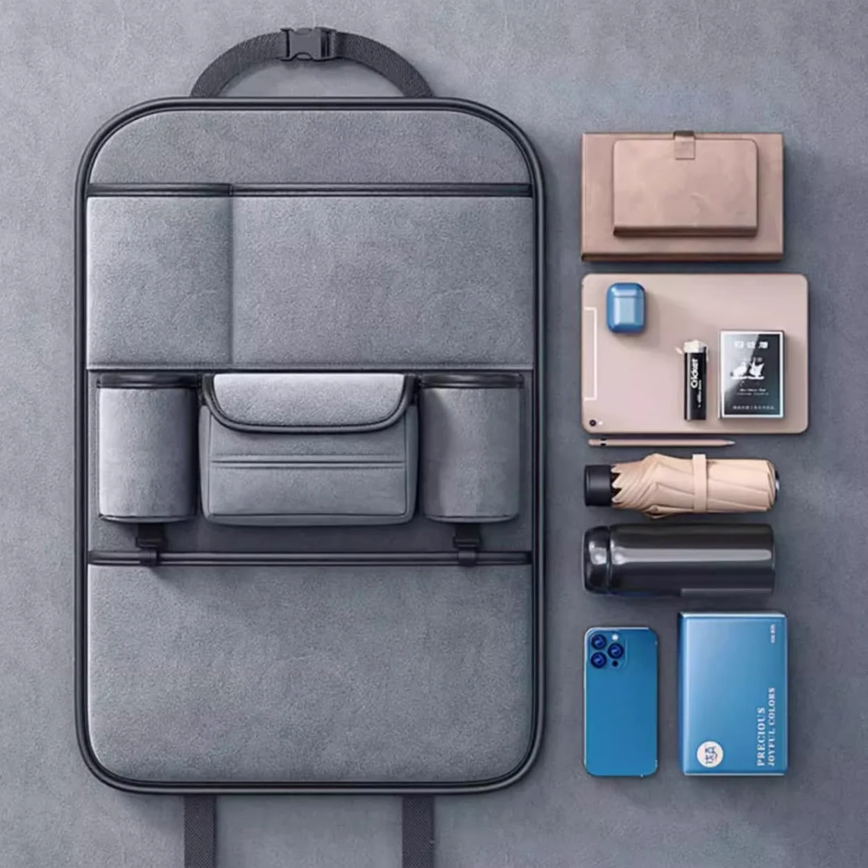 Organizzatore per Sedili Auto per VW Caddy Maxi, Organizer Bambino per Sedile AUT, lipermeabile Sedile Auto Organizzatori,Molto Spazio di archiviazione(Black,One)