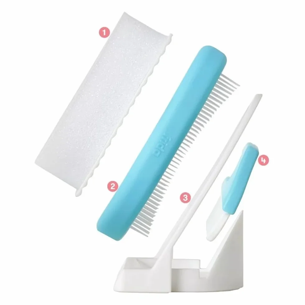 Frida Baby FlakeFixer – Kit trattamento per crosta lattea, 3 fasi, cura delicata per cuoio capelluto, con pettine e spugna inclusi