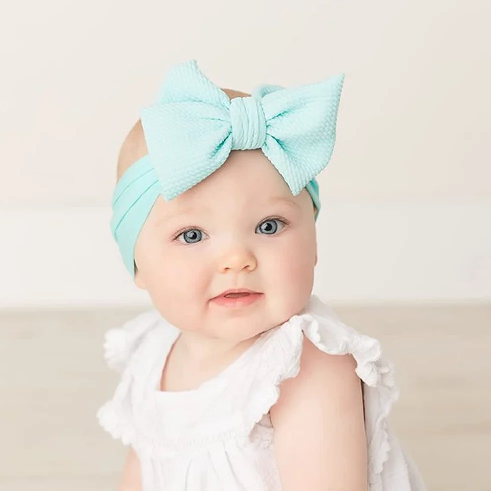 Cinaci Confezione da 12 Fasce per Capelli in Nylon Super Elastico con Fiocco Grande Accessori per Capelli Fasce per Neonate Neonati Bambini Bambini