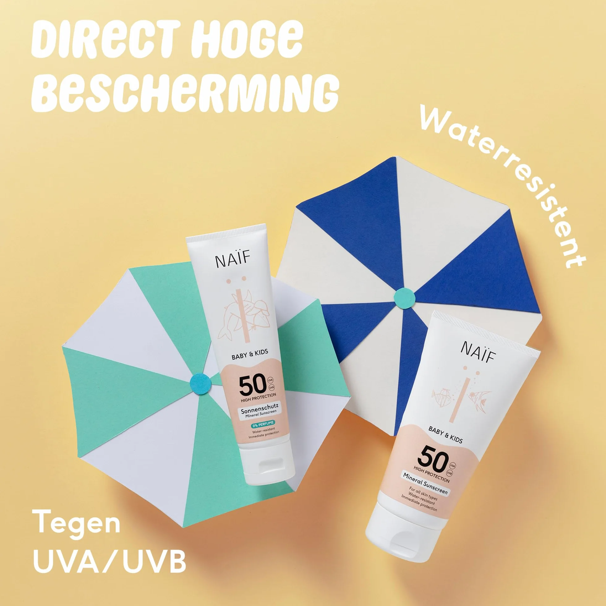 Naïf Crema solare minerale - per Neonati e Bambini - Protezione elevata - Resistente all'acqua - Vegano - SPF50-100ml
