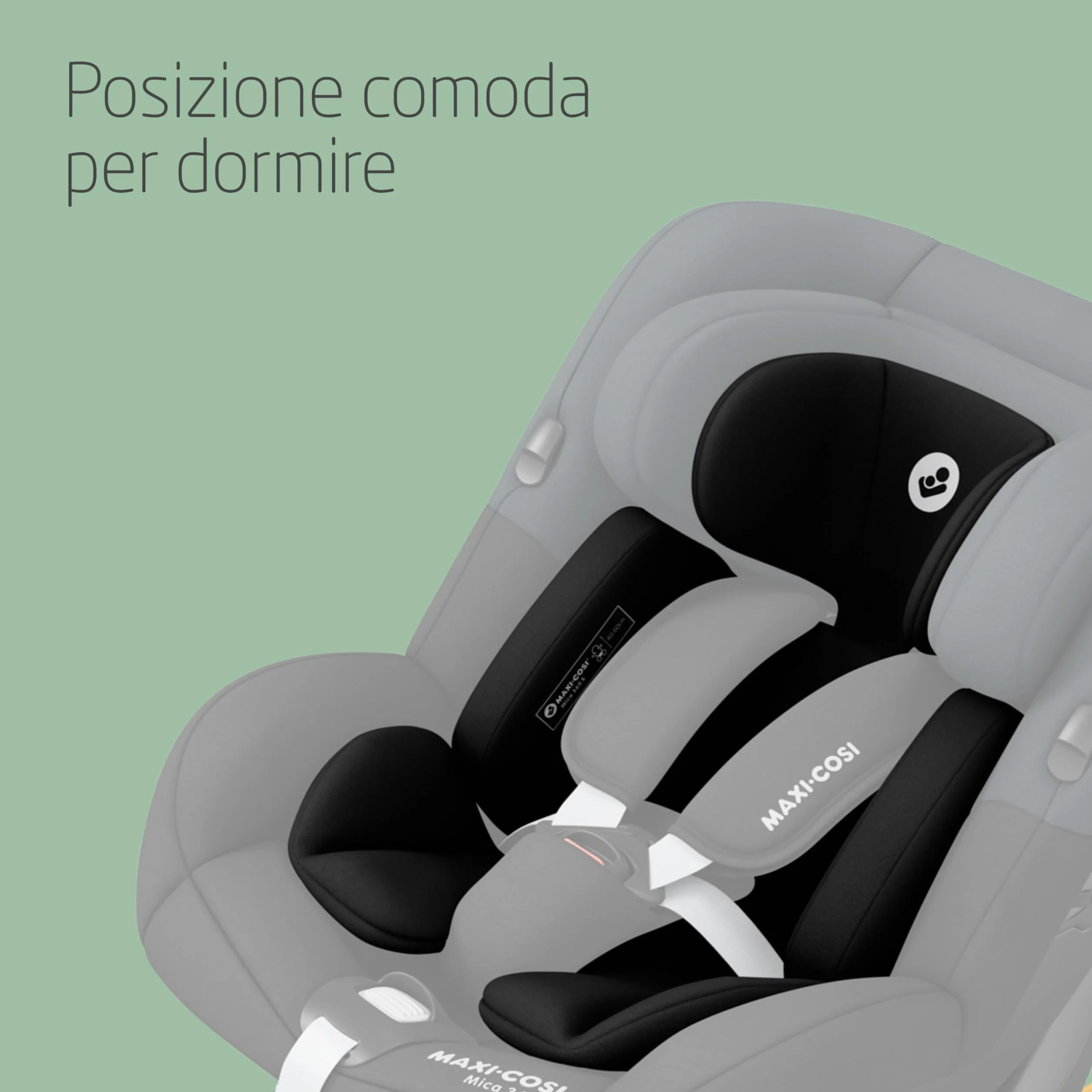 Maxi-Cosi Mica 360 S Riduttore Neonato, 0-3 mesi, 40-60 cm, Cuscino Riduttore per Neonato per Seggiolino Auto Maxi-Cosi Mica 360 S, Comoda imbottitura, Lavabile in lavatrice, Tessuti Eco Care, Black