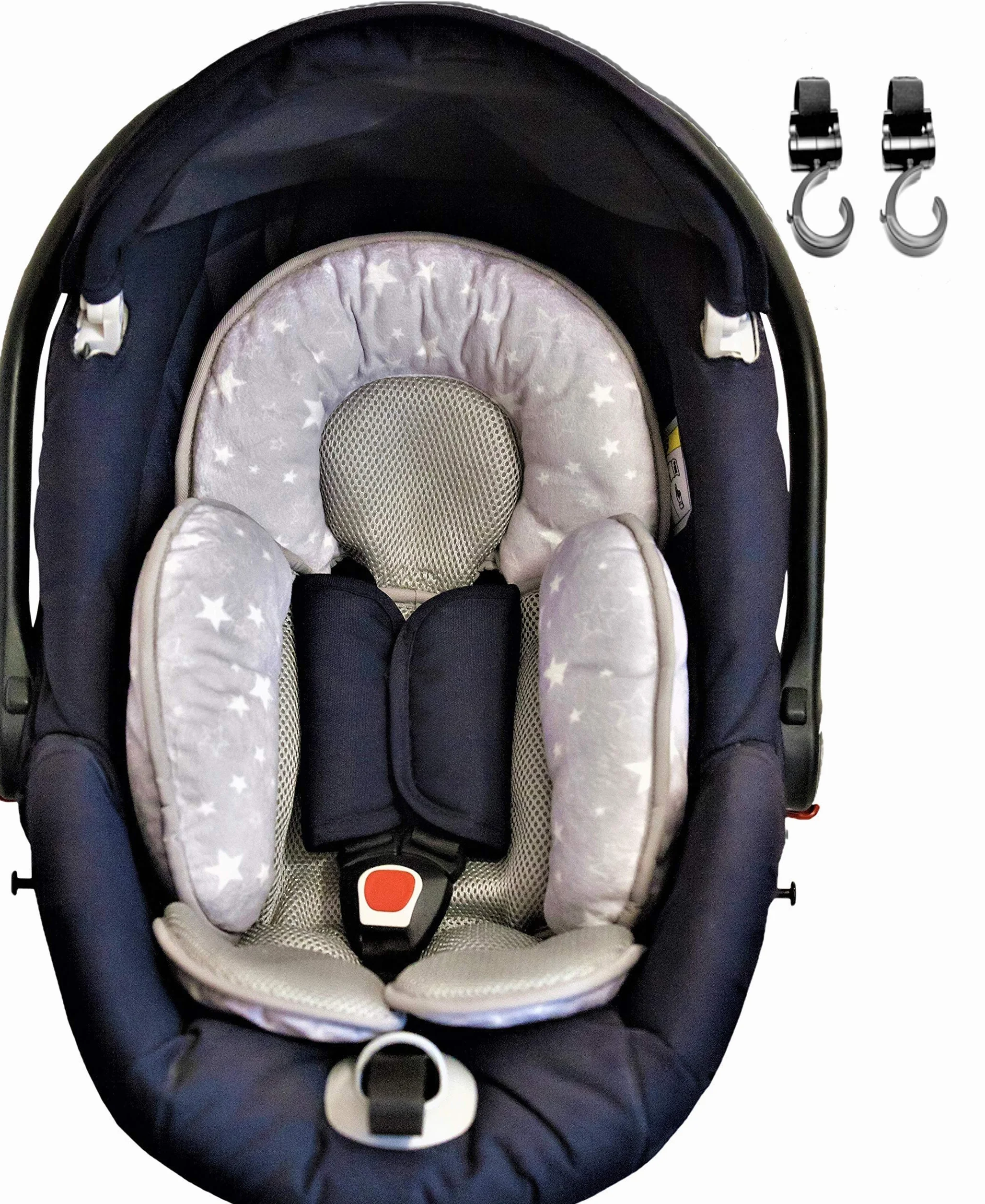 Riduttore Passeggino Universale per Ovetto Neonato Seggiolone Imbottito Traspirante Antisudore e Leggero Incluso Set Ganci Passeggino Universali Non uso auto