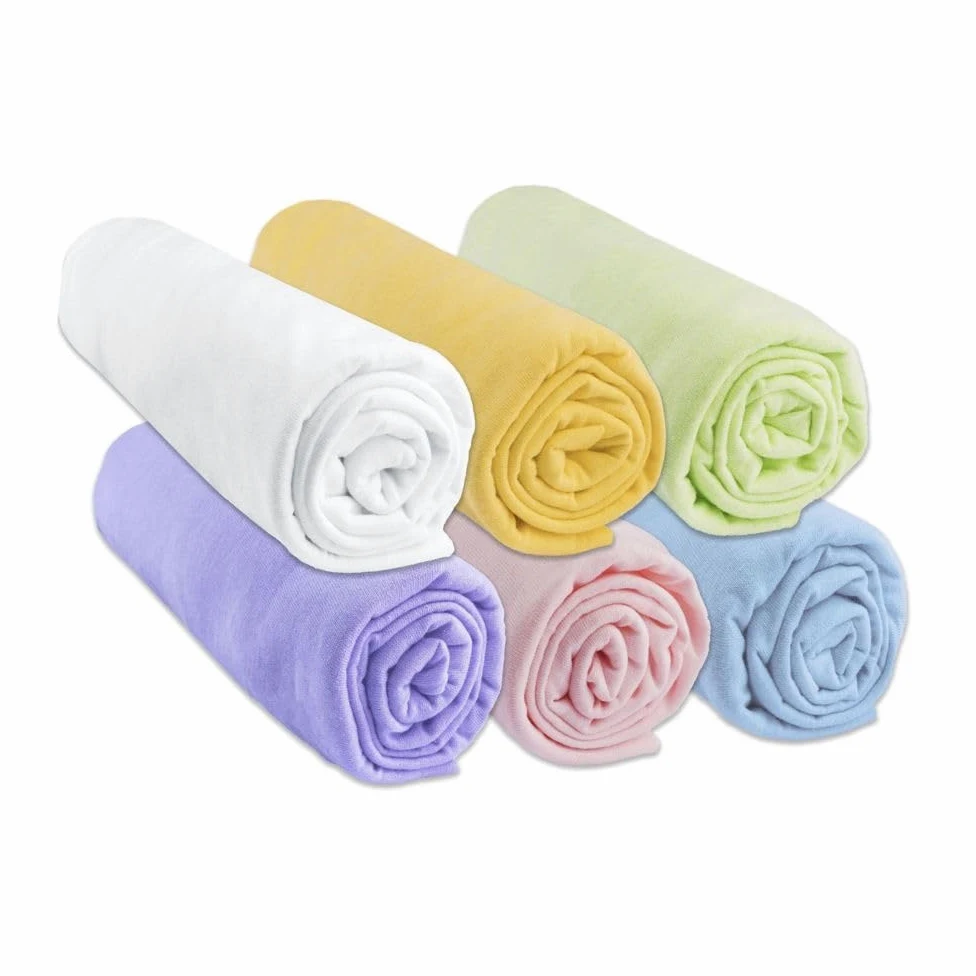 Set di 6 lenzuola con angoli, 60 x 120 cm, letto per lettino da bebè, con 2 protezioni per materasso, 60 x 120 cm, 100% cotone | Multi | ultra morbido, traspirante | dormire sano | Certificato Oeko