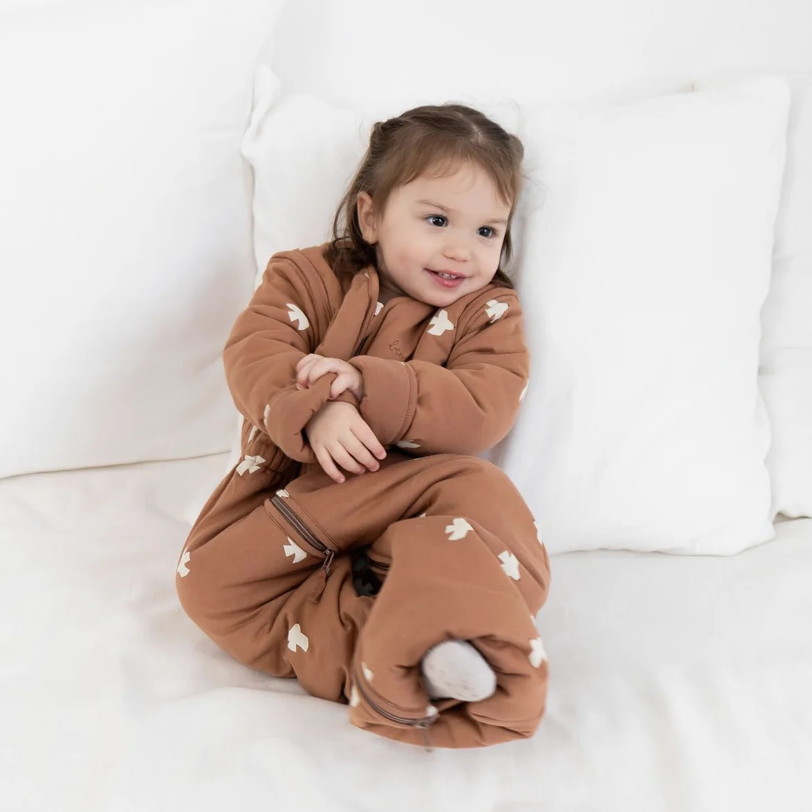BEMINI Sacco nanna con gambe separabili invernali – TOG 2.5 Pady jersey + jersey – Piuma moka