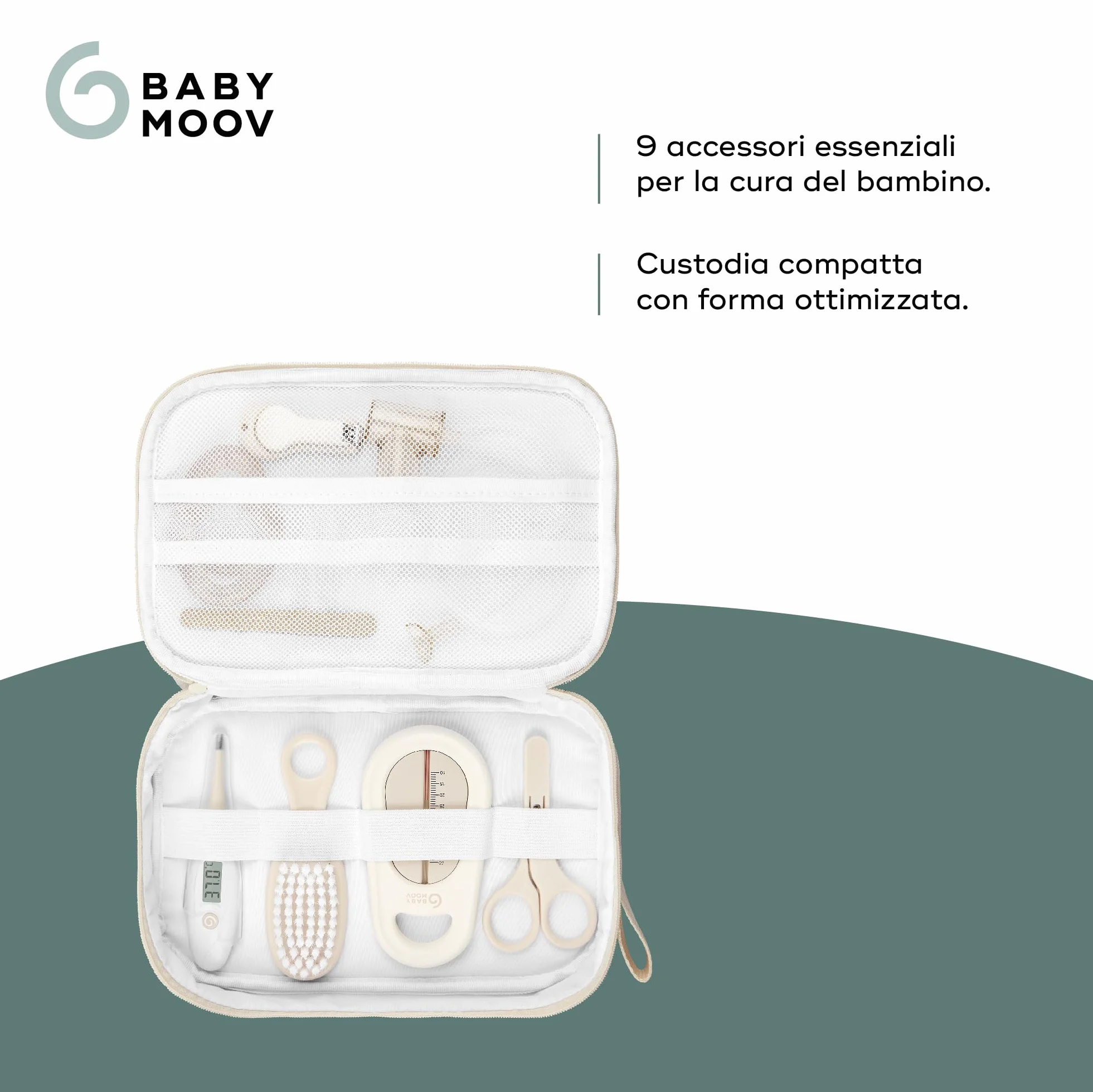 Babymoov Set per l'Igiene e Cura del Bambino, 9 Accessori Indispensabili, Color Sabbia