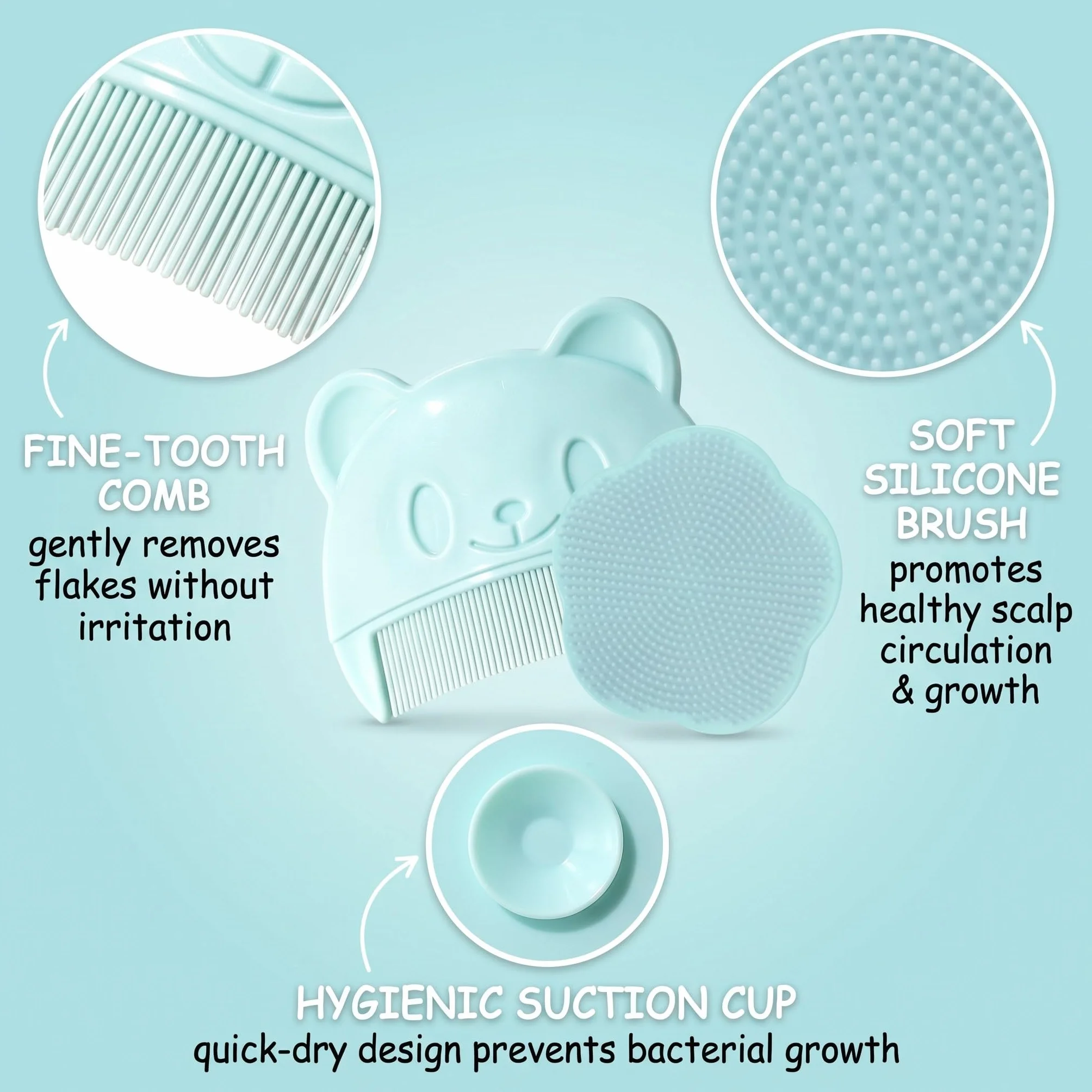 2 Pezzi Spazzola da Bagno per Neonati, pettine crosta lattea neonato, Spazzola per Bambini in Silicone, Pettine Neonato per Rimuovere La Crosta Lattea Del Bambino