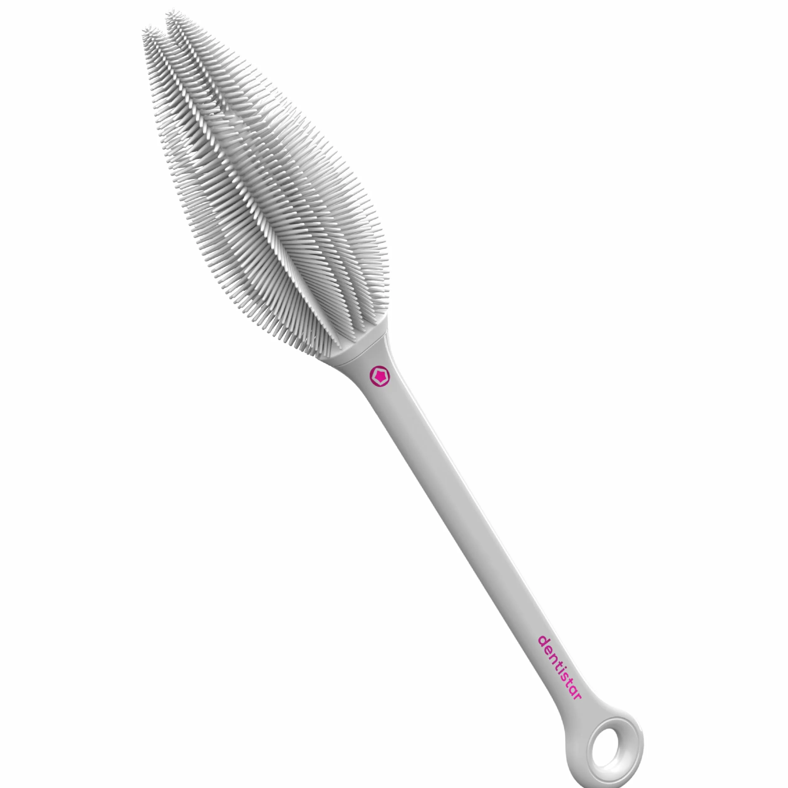 dentistar Spazzola Lunga per bottiglie in silicone – Spazzola per bottiglie per bottiglie, tazze e bicchieri, detergente per bottiglie flessibile con setole morbide in silicone – Senza BPA – Grigio