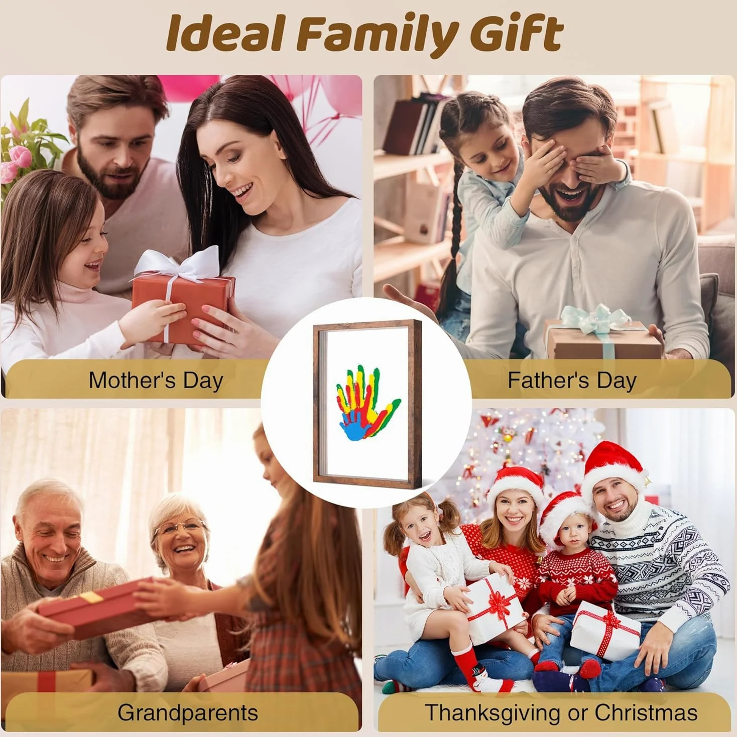 Kit per impronte di mani, cornice per ricordi fai da te, kit di ornamenti per stampe a mano, regali di famiglia per nonni, neogenitori, festa della mamma, festa del papà, compleanno