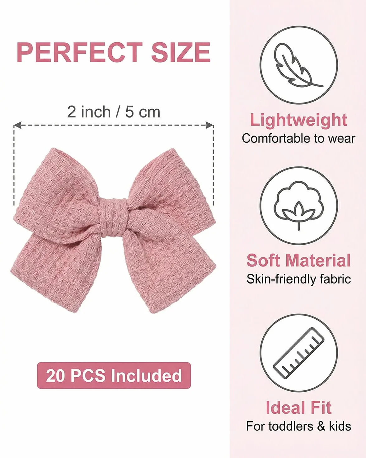 DAFNE 20 Pezzi Mollette Capelli Neonata Piccolo 7 cm Fermagli per Capelli per Bambini, Antiscivolo Fiocchi Capelli per Bambina
