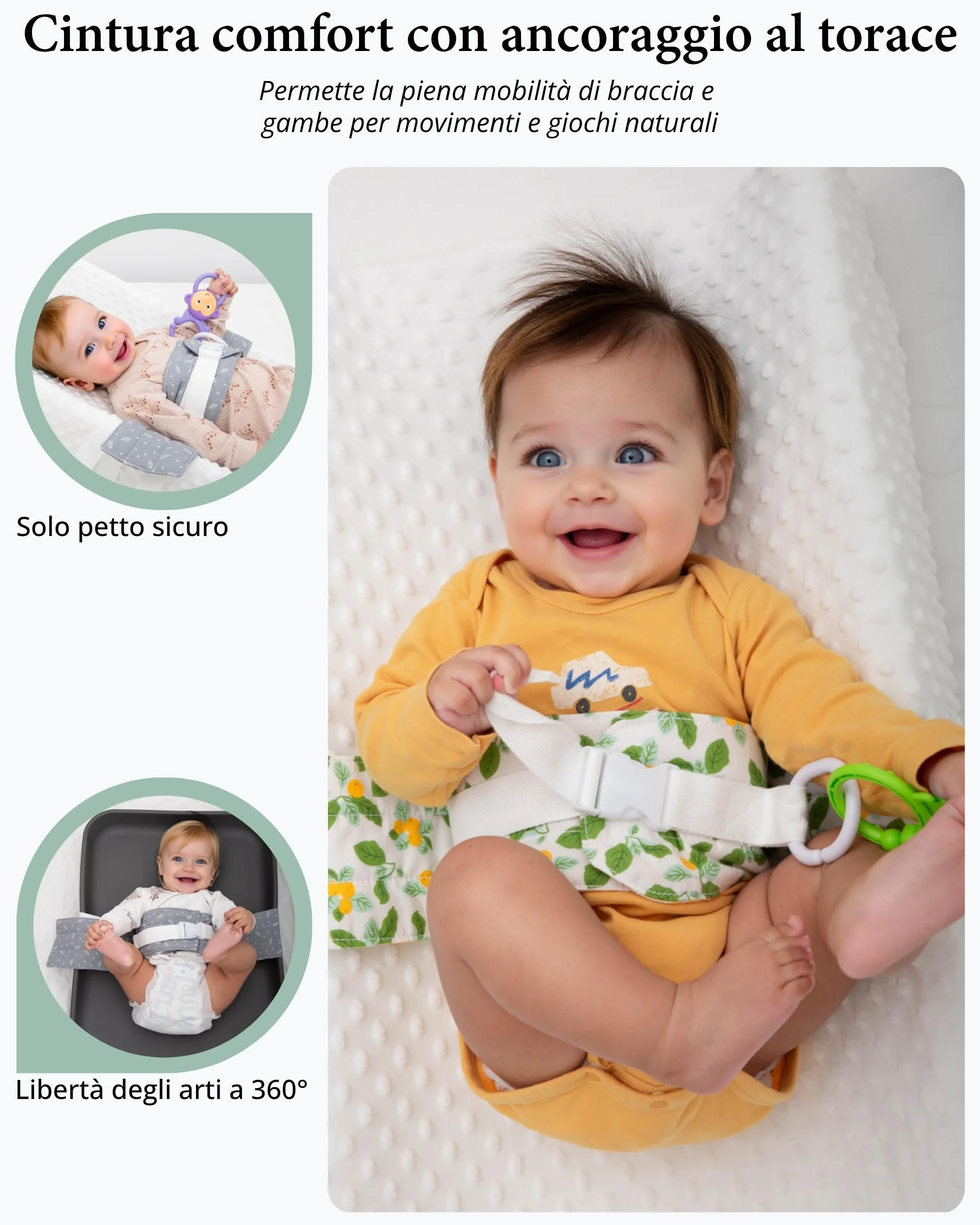 Fascia-Sicurezza per Fasciatoio – Morbida, regolabile & sicura anti-fuga per 0–24 mesi. Adattabilità universale per cuscini da cambio e tavoli da cambio, comoda & portatile (Verde)