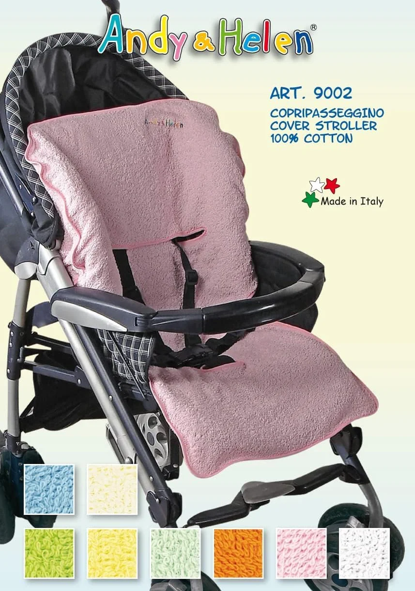 Andy & Helen 9002 Copri Passeggino Spugna di Cotone 100% Copriseduta Universale, Antiallergico per Bambino e Neonato - Made in Italy (Rosa)