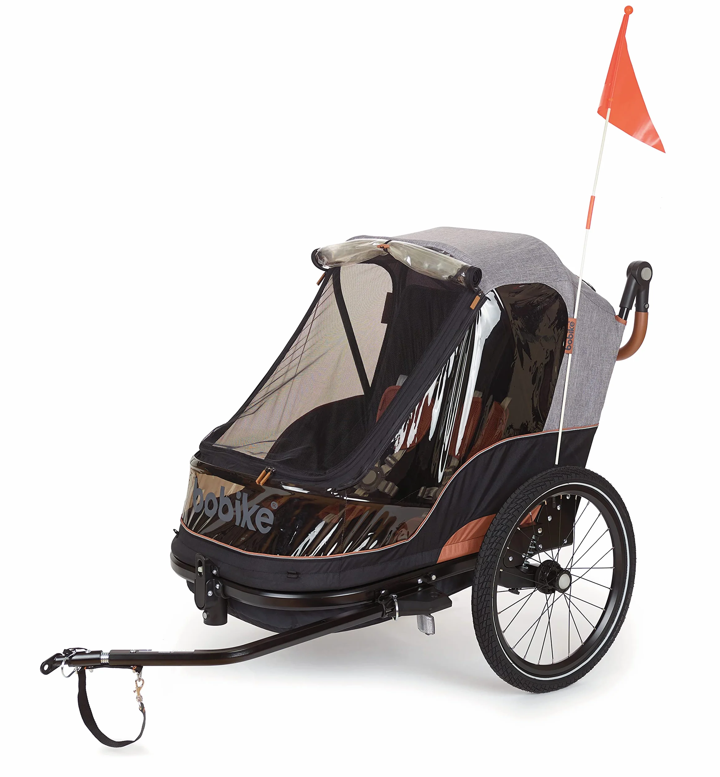 BOBIKE 8616000001 - Rimorchio e passeggino per bicicletta multifunzionale facilmente ripiegabile per 1 o 2 bambini in a colori Grigio