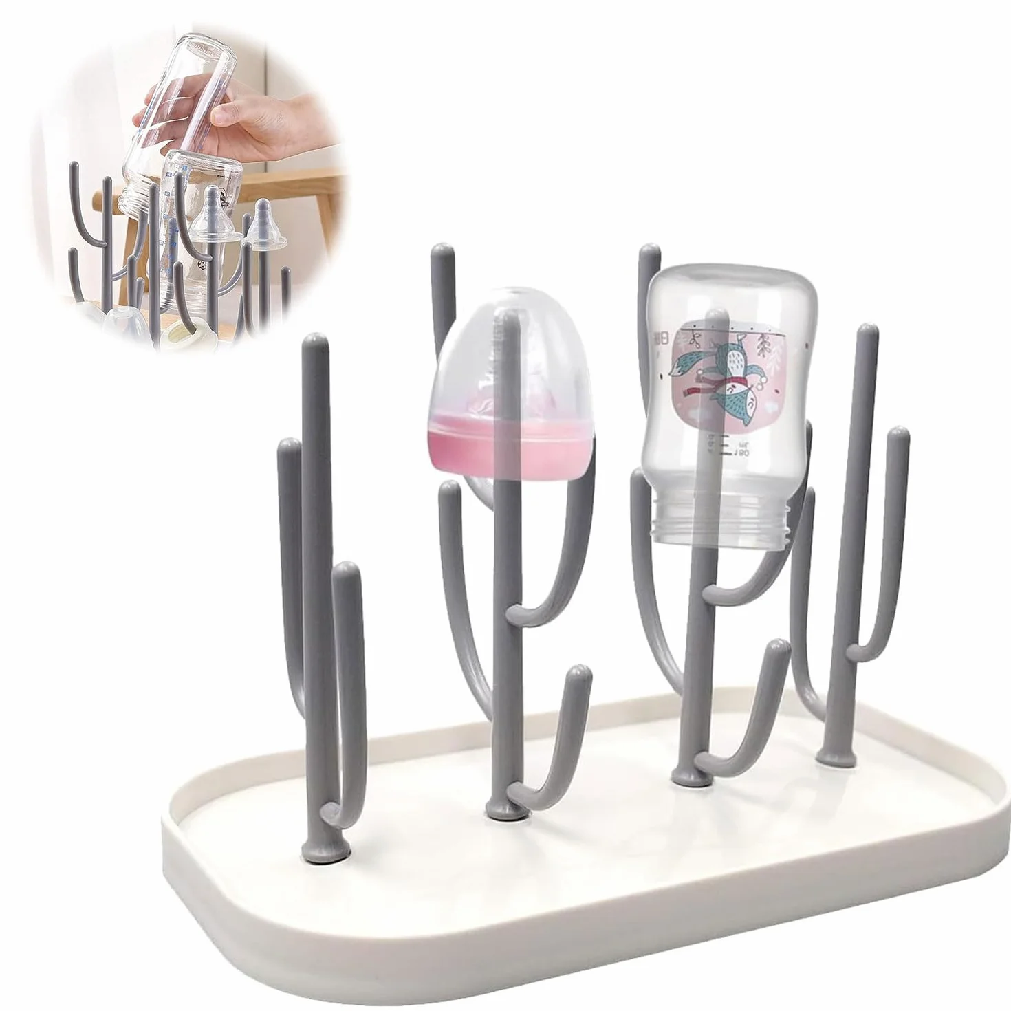 MagiSel Rastrelliere Asciuga Biberon, Bottiglia Stendino con Puntoni Rimovibili, Scolapiatti Per Biberon Bottiglia, Materiale Sicuro,Senza BPA,Stendino Rastrelliere,per Tettarelle, Piatti, Tazze