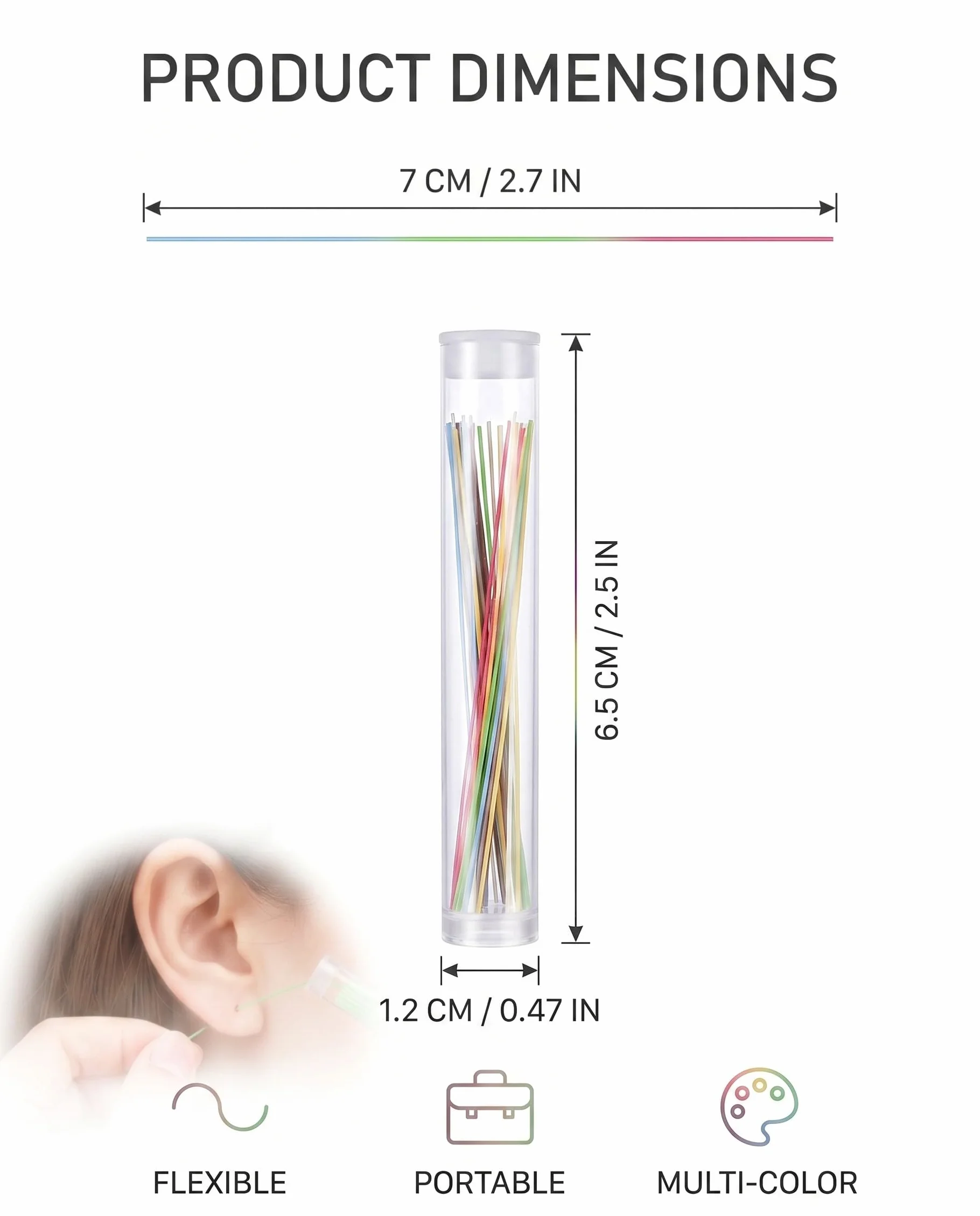 Filo per Pulizia Piercing Orecchio 360 Pezzi, 6 Colori | Monouso per Igiene Profonda e Cura, Elimina Odori per Orecchi Sensibili.