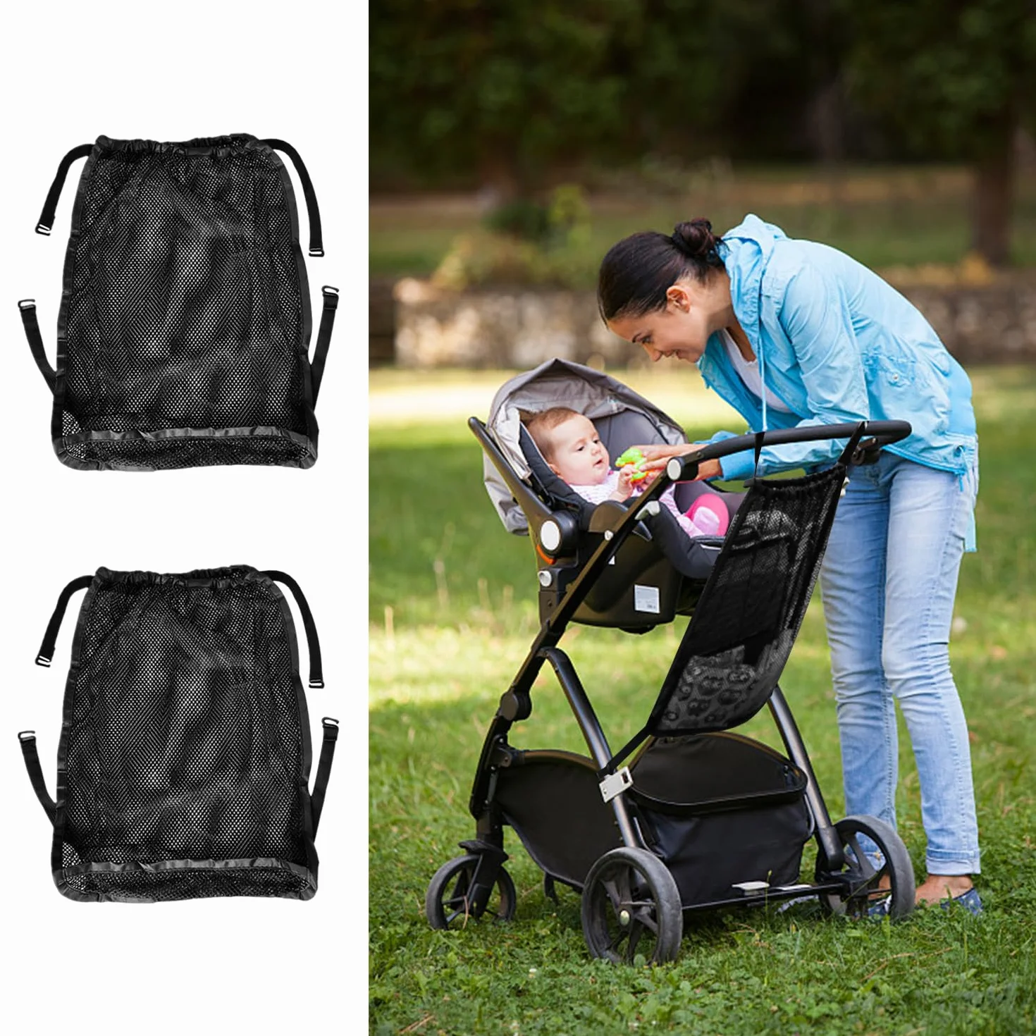 Rete Per Passeggino 2 Pezzi, Rete Per La Spesa Per Passeggino, Rete Per Auto Portatile, Rete Per La Spesa In Rete, Accessori Per Passeggino