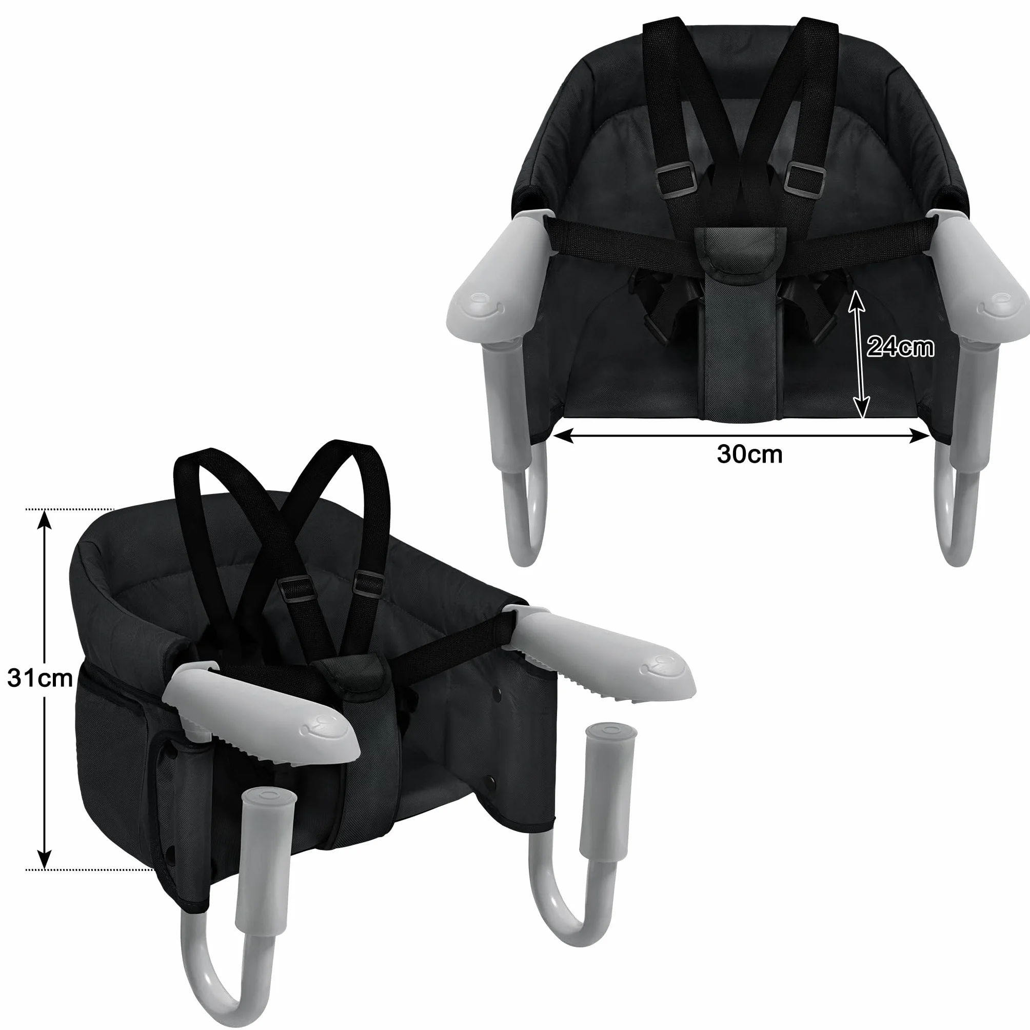 ACXIN Seggiolino da tavolo, seggiolone con borsa per il trasporto, seggiolone di alta qualità, per ristoranti, viaggi e co, portata fino a 15 kg (nero)