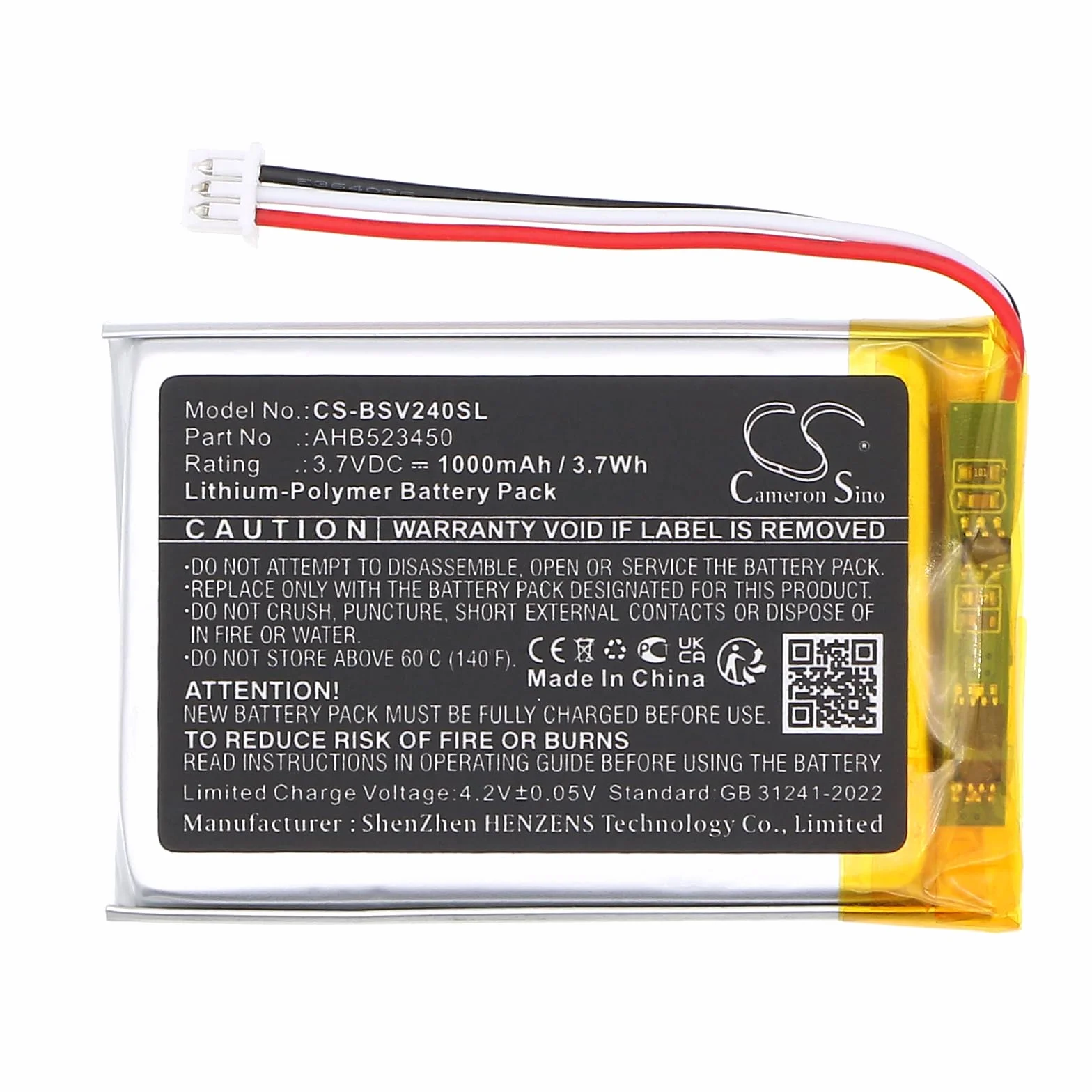 TECHTEK Batteria 1000mAh compatibile con [Babysense] V24R Video Baby Monitor sostituisce AHB523450 FBA