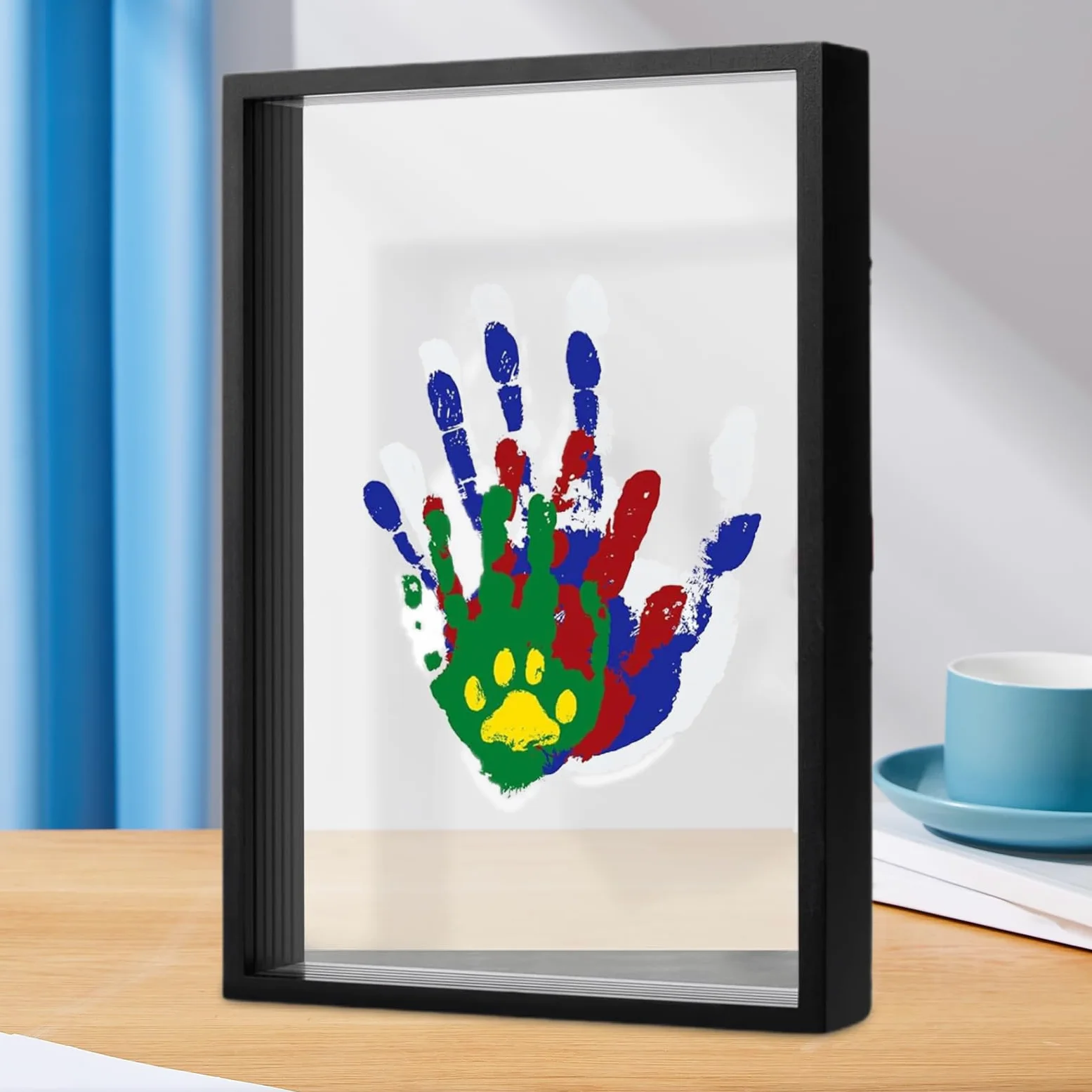 Kit Per Impronta Mano Neonato Cornice Portafoto Trasparente Soprammobile da | Ricordo Di Famiglia Con Impronta Della Mano Per Genitori Di Asilo Compleanno Natale Adozione Ann