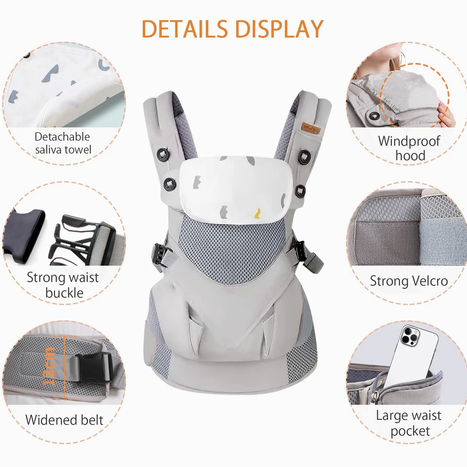 SONARIN 3-in-1 Marsupio Neonati Traspirante,Portantina Bebè Leggero Multifunzione Porta Bambino Ergonomico,Regolabile per Neonati e Bambini 3-48 Mesi,Tutte le Posizioni(Verde)