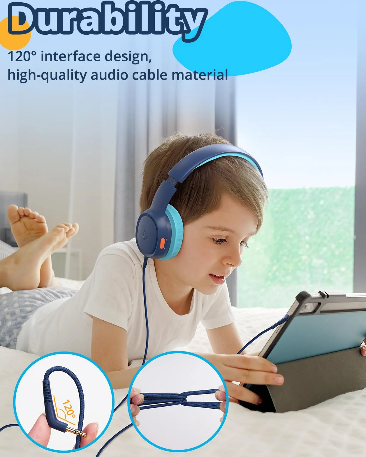 Tronsmart Cuffie Sovraurali Pieghevoli per Bambini, Volume Sicuro 85/93 dB, Suono Chiaro e Morbido, Jack da 3,5 mm per Bambini con Cavo, per Apprendimento e Intrattenimento
