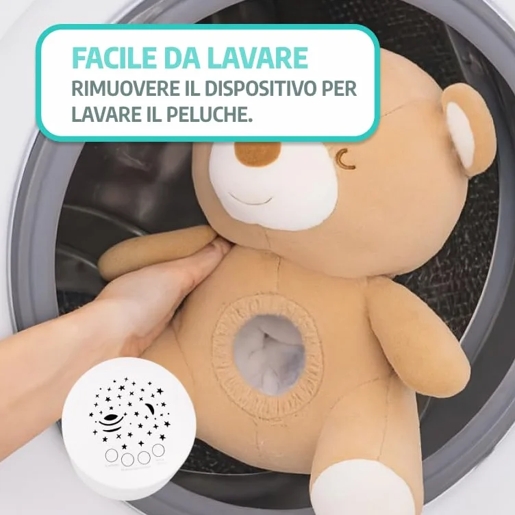 HuBorns - Peluche Musicale per Neonati con Rumori Bianchi, Proiettore Bambini con Luce Notturna per la Nanna, Modalità Rumore Bianco e 15 Canzoni Carillon, Ideale Regalo Neonato (Orso)