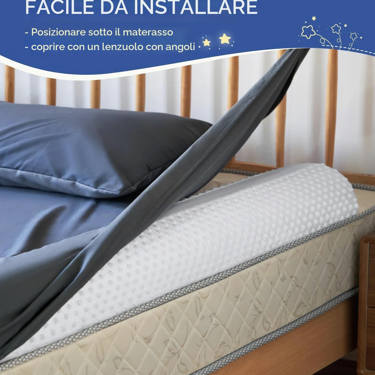 Barriera di sicurezza anticaduta per letto da bambino, Guardia Paracolpi in Schiuma, Portatile Sponda Letto Bambini Copertura Rimovibile Morbida Impermeabile e Lavabile