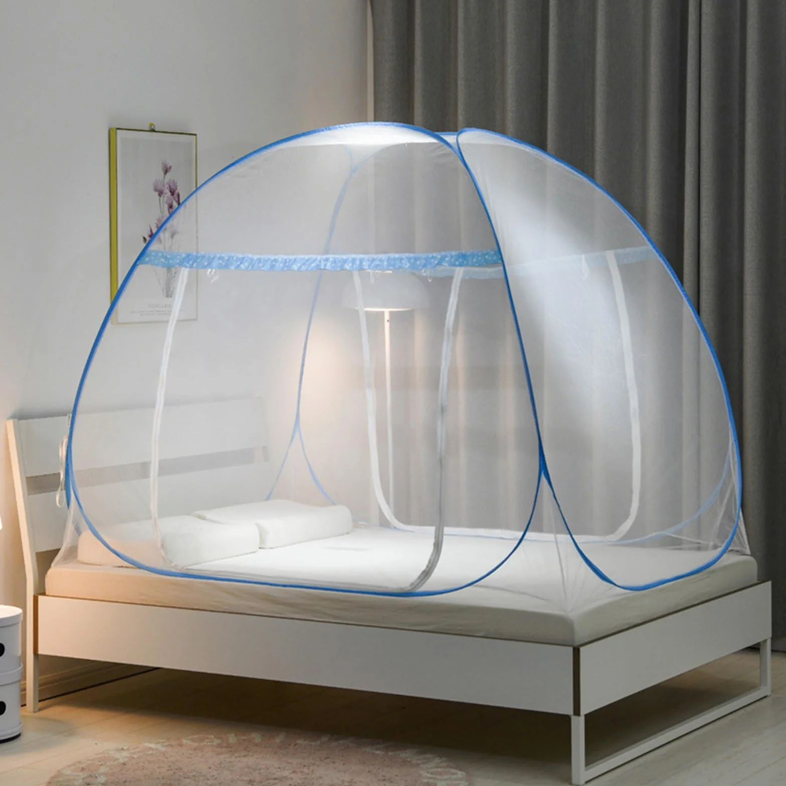 Zanzariera Da Letto Matrimoniale, 180 * 200cm Zanzariera Pop Up, Pieghevole Zanzariera Per Letto Con Doppia Porta Per Camera Da Letto Campeggio