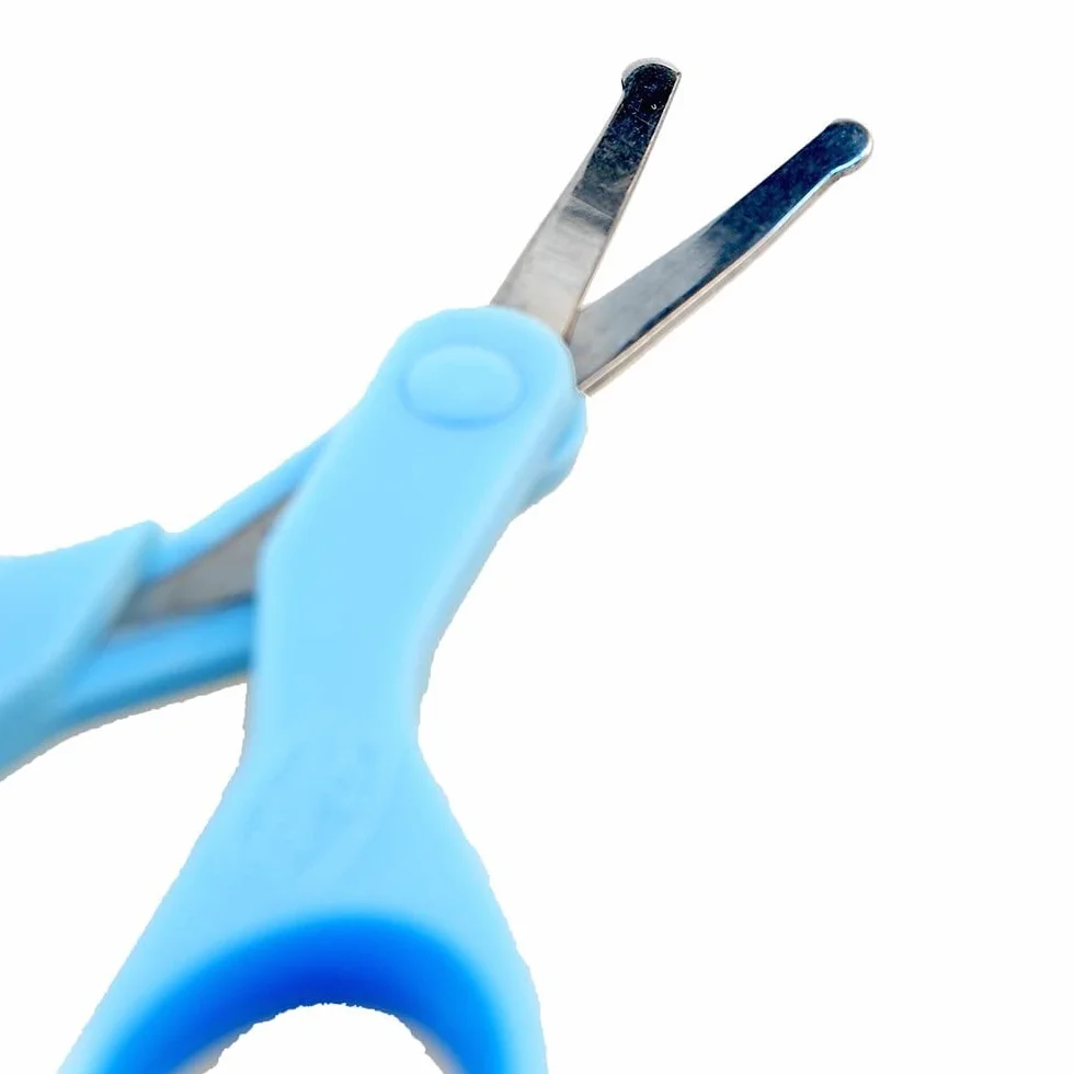 Chicco Forbicine Unghie per Neonati e Bambini, Forbicine in Acciaio Inox con Lame Ricurve e Punte Arrotondate, Cappuccio Protettivo, Impugnatura in Gomma Antiscivolo - Neonato 0+ Mesi, Azzurro